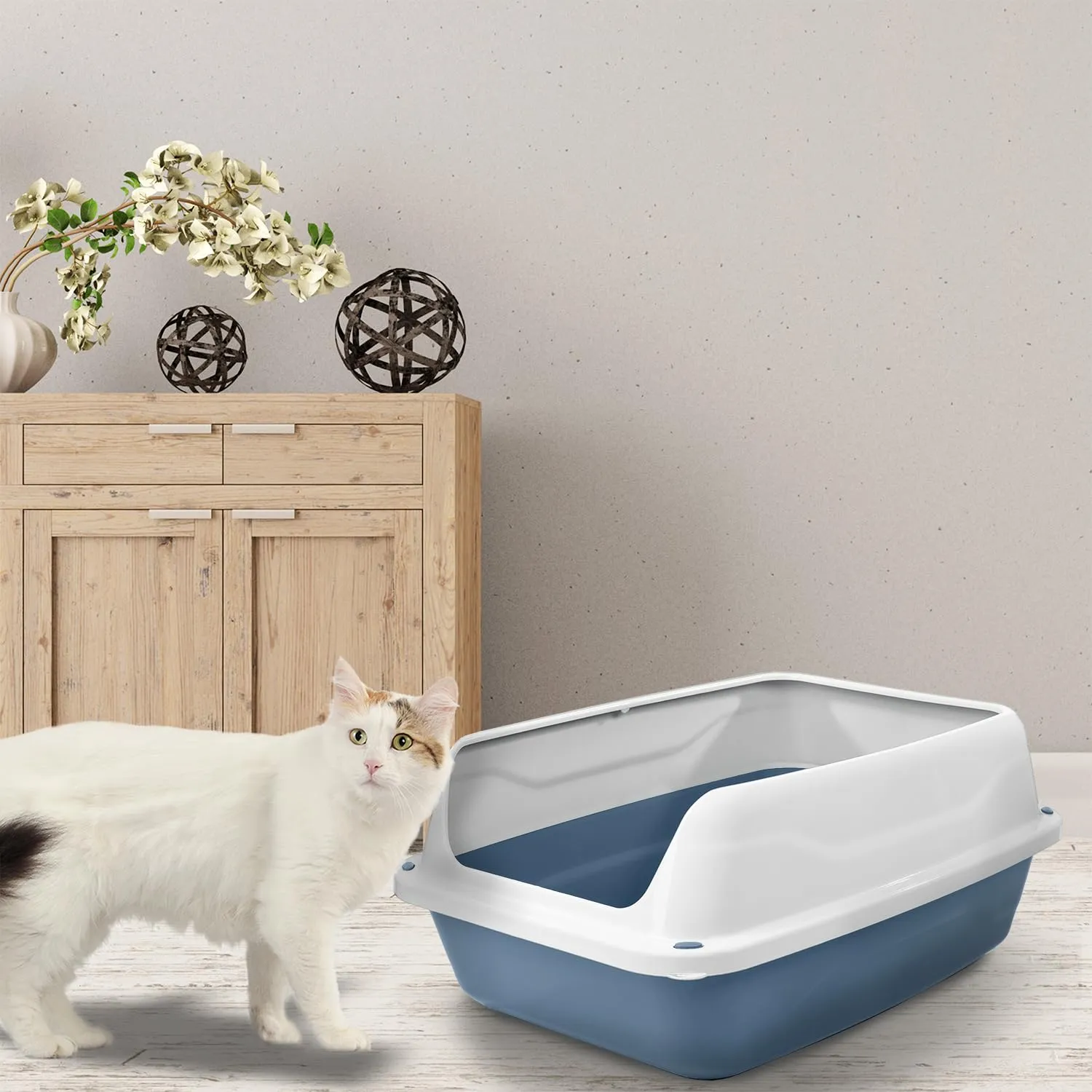 Patam lettiera aperta per gatti con bordi alti e paletta omaggio, 56 cm x 40 cm x 24 cm Made in Italy – Milù Maxi Blu - immagine 5