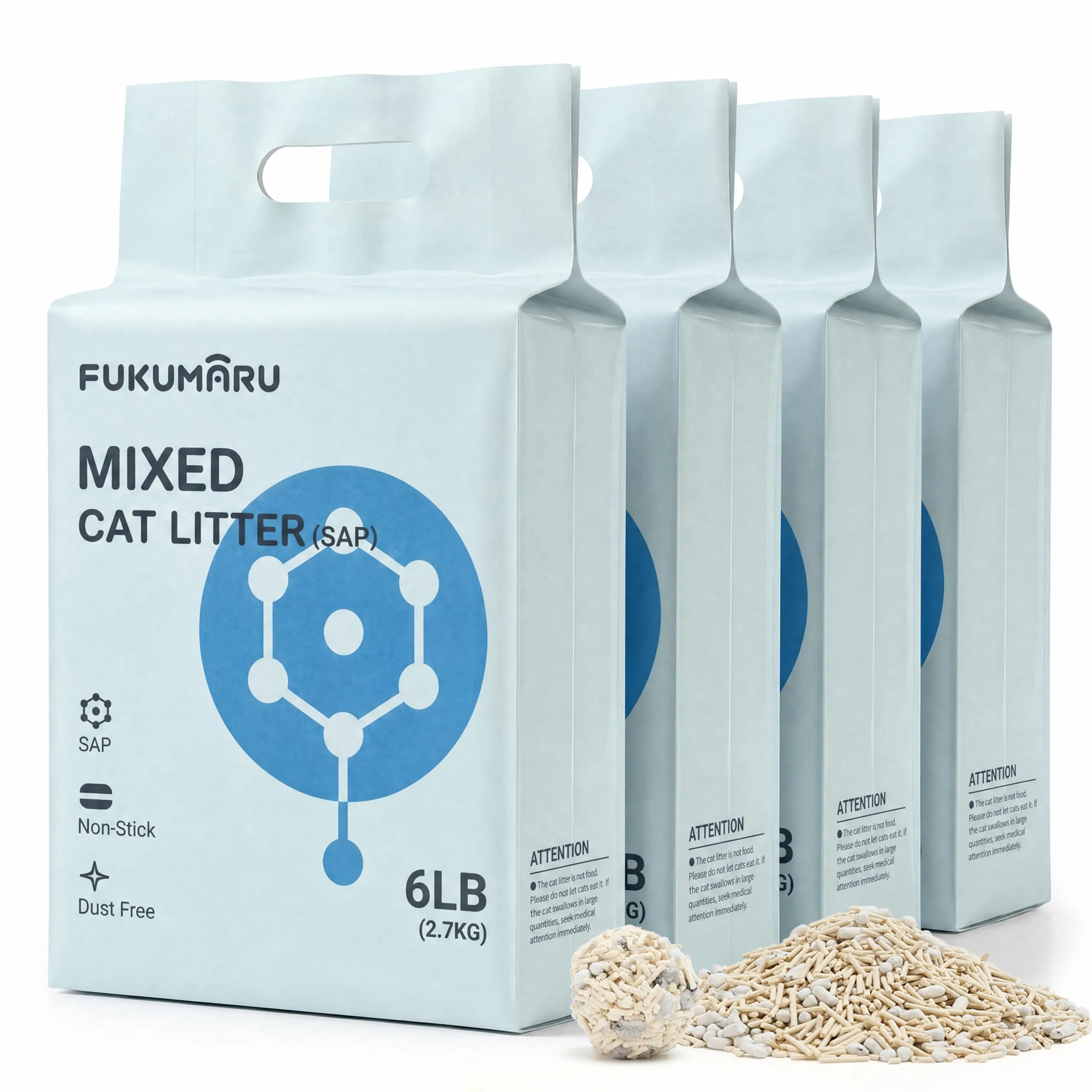 FUKUMARU Lettiera per Gatti al Tofu Biodegradabile-24l / 10,8kg, Super Assorbimento (Risparmio 10%+), Lettiera Agglomerante Rapido, Senza Polvere, Durata Prolungata, Controllo Odori Intensivo. - immagine 1