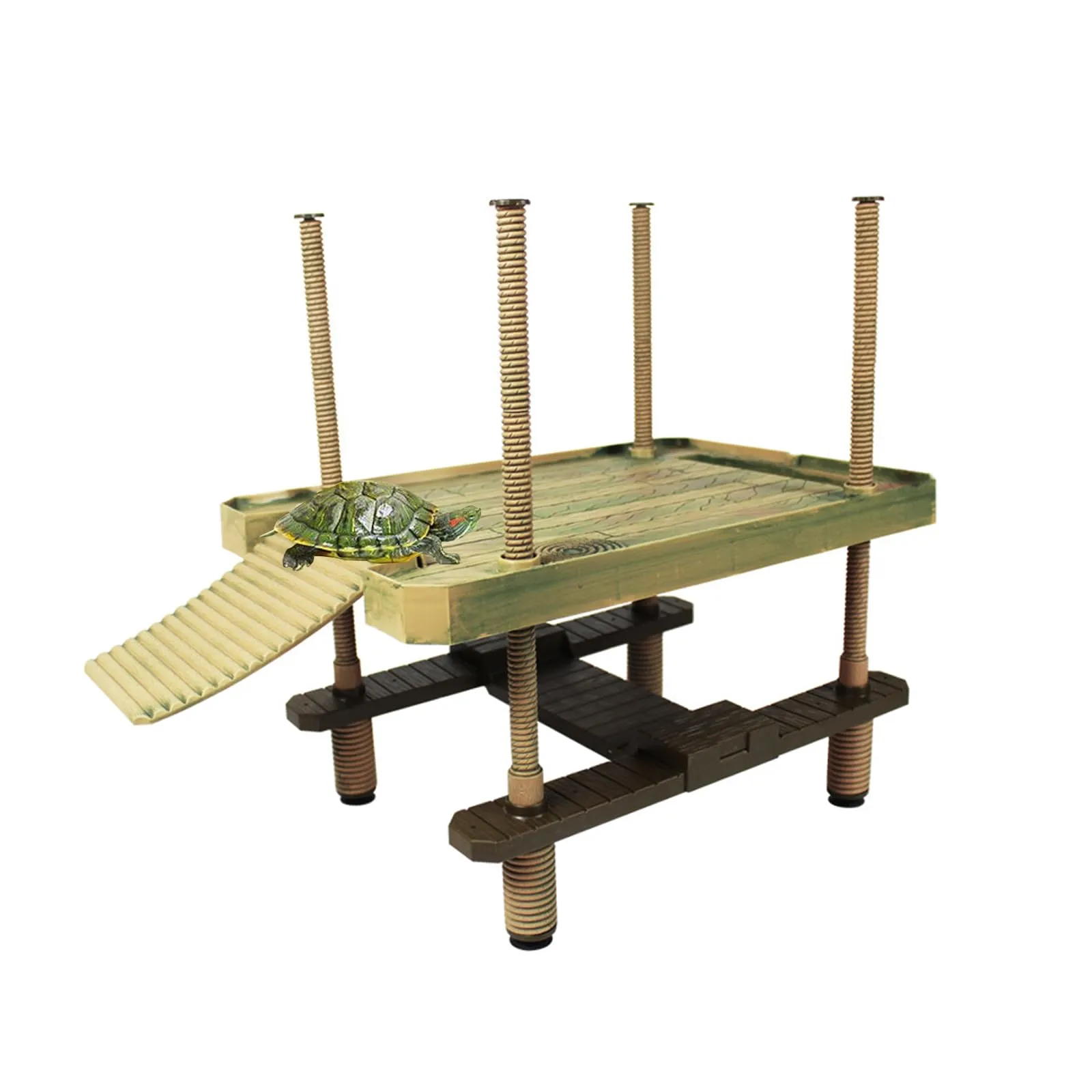 QeeHeng Piattaforma Galleggiante per Tartarughe, Piattaforma Galleggiante per Crogiolarsi, Piattaforma per Crogiolarsi per Tartarughe con Scala, Habitat per Tartarughe, Accessori per Acquari(Grande) - immagine 1