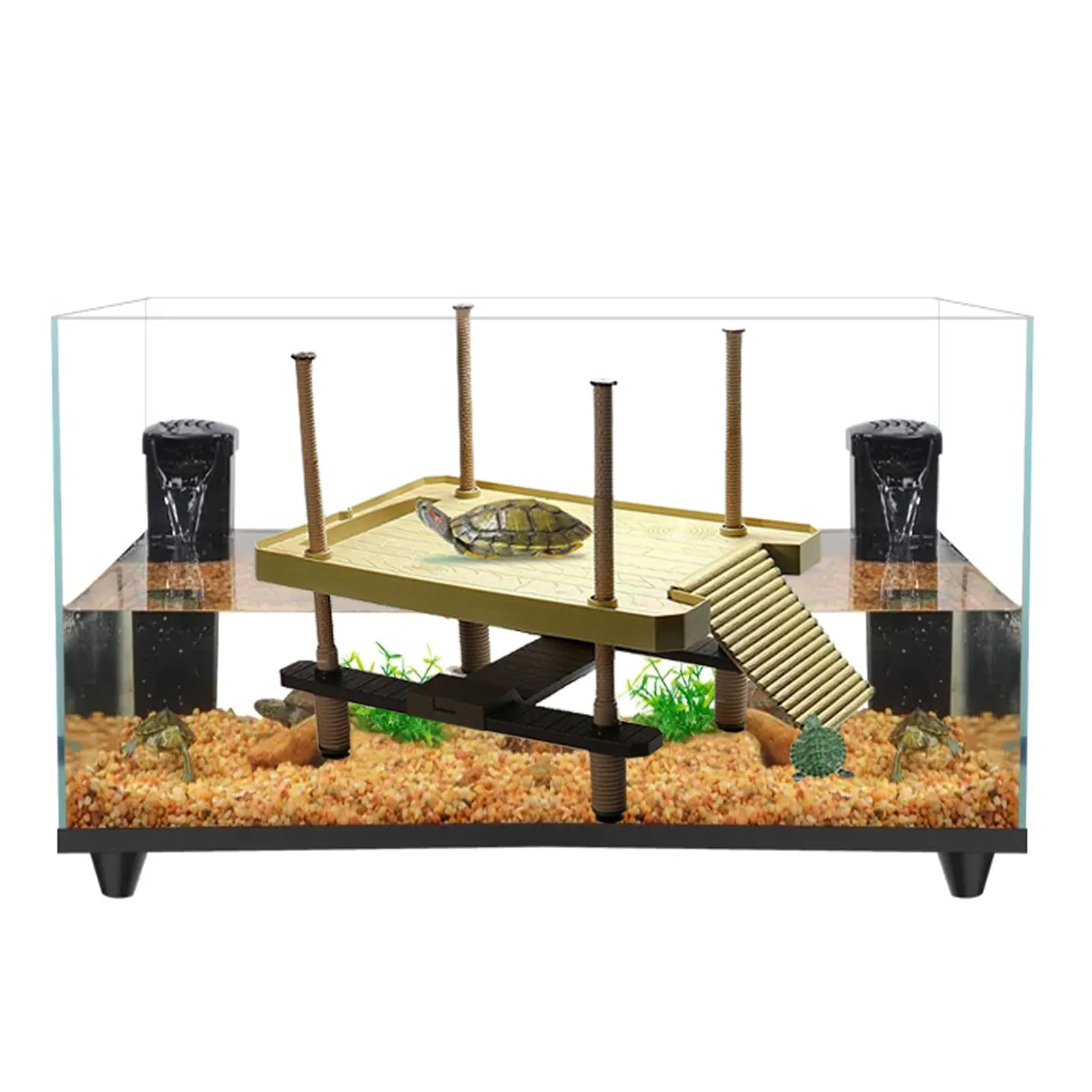 QeeHeng Piattaforma Galleggiante per Tartarughe, Piattaforma Galleggiante per Crogiolarsi, Piattaforma per Crogiolarsi per Tartarughe con Scala, Habitat per Tartarughe, Accessori per Acquari(Grande) - immagine 6