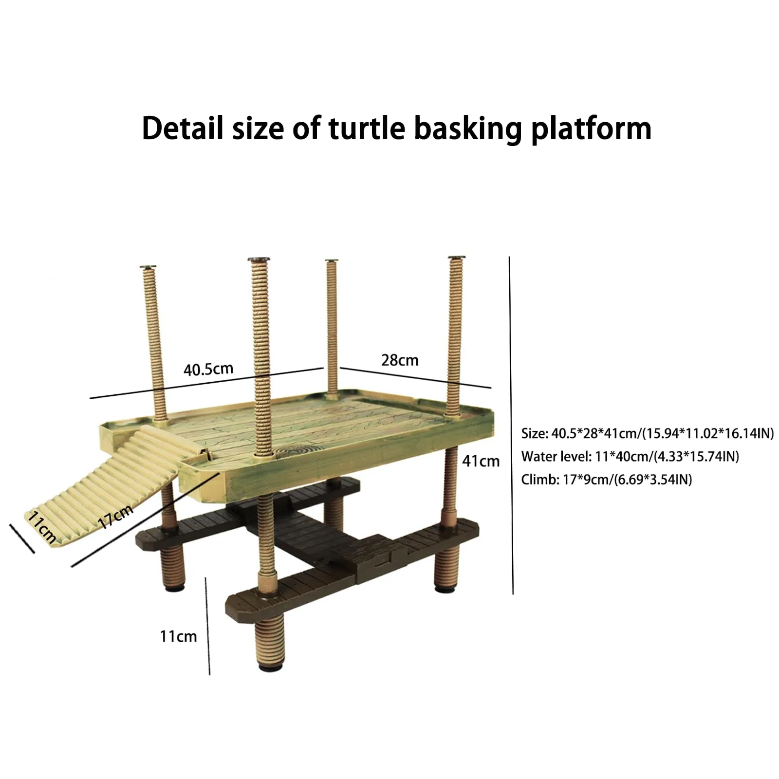 QeeHeng Piattaforma Galleggiante per Tartarughe, Piattaforma Galleggiante per Crogiolarsi, Piattaforma per Crogiolarsi per Tartarughe con Scala, Habitat per Tartarughe, Accessori per Acquari(Grande) - immagine 7