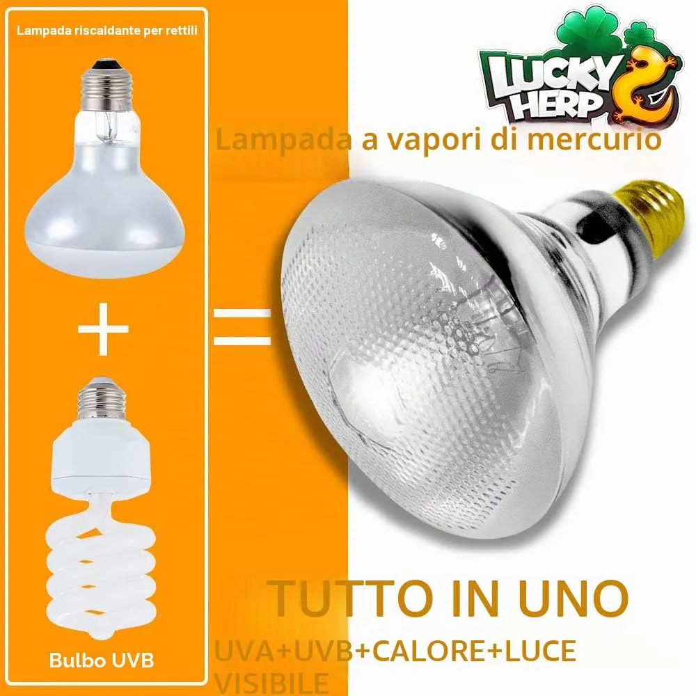 LUCKY HERP UVA UVB Lampada riscaldante per terrario, E27 Lampada UVB per rettili Terrario 125W, D3 UV Lampada Spot per riscaldamento per tartaruga, barbato, lucertola, geco - immagine 2