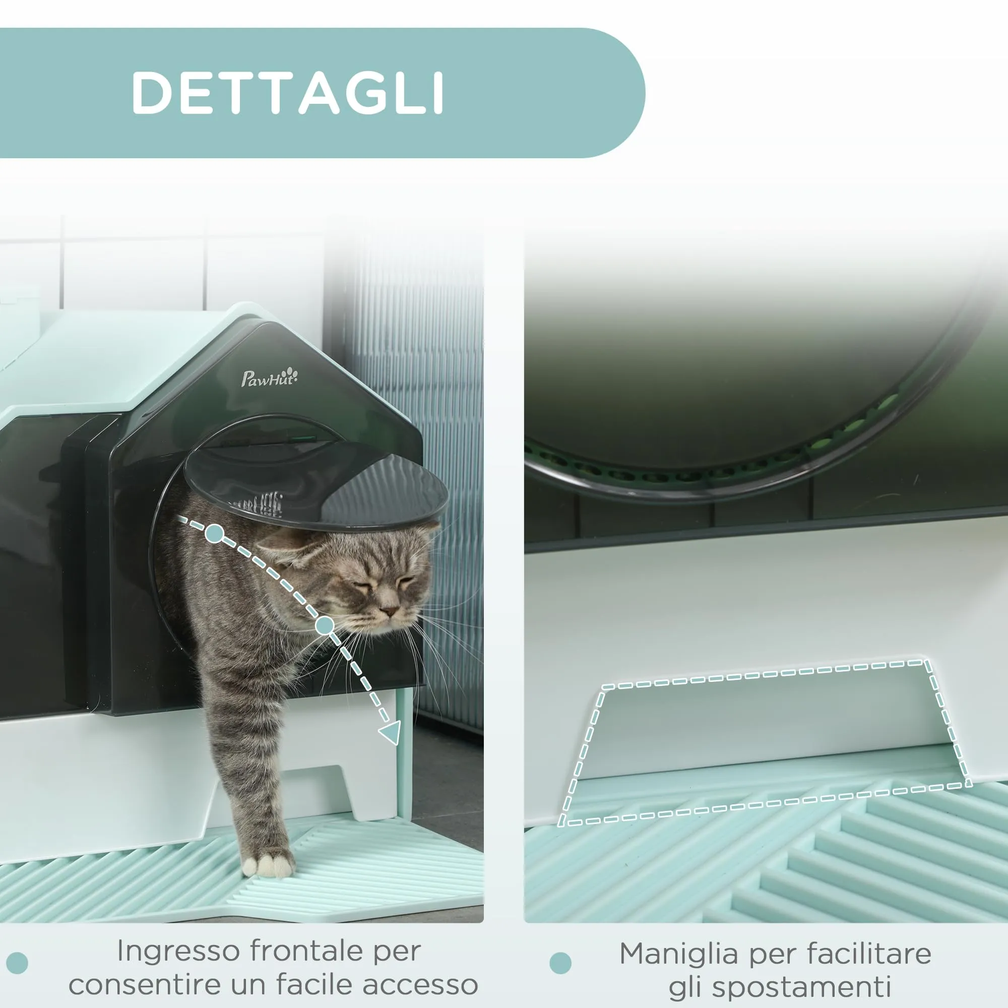 PawHut Lettiera per Gatti Chiusa Vassoio Estraibile 47x45x42cm Azzurra - immagine 7