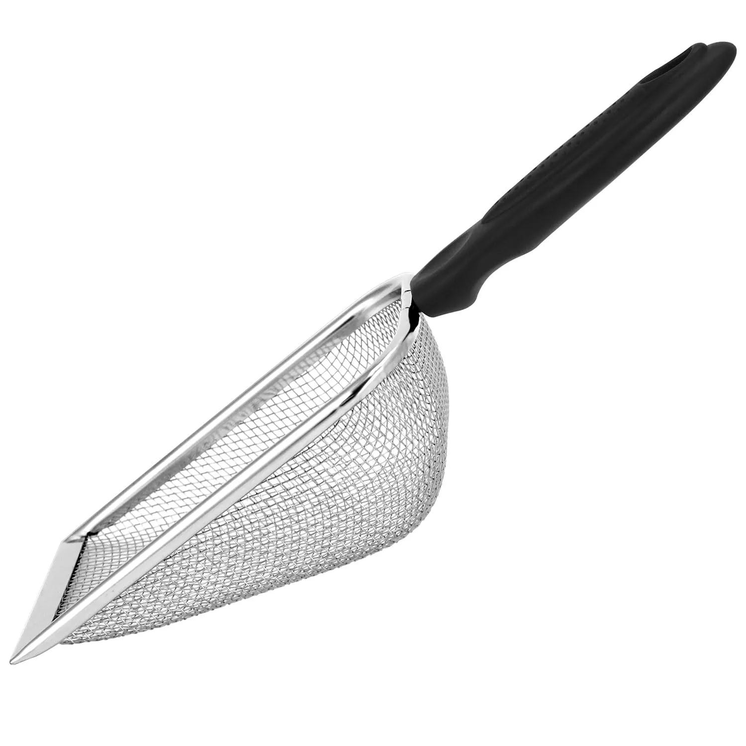 QWORK® Paletta per lettiera Piccola per Gatti, criceti, Uccelli, rettili - Setaccio per Sabbia in Acciaio Inossidabile - Rete 2 x 2 mm - immagine 6