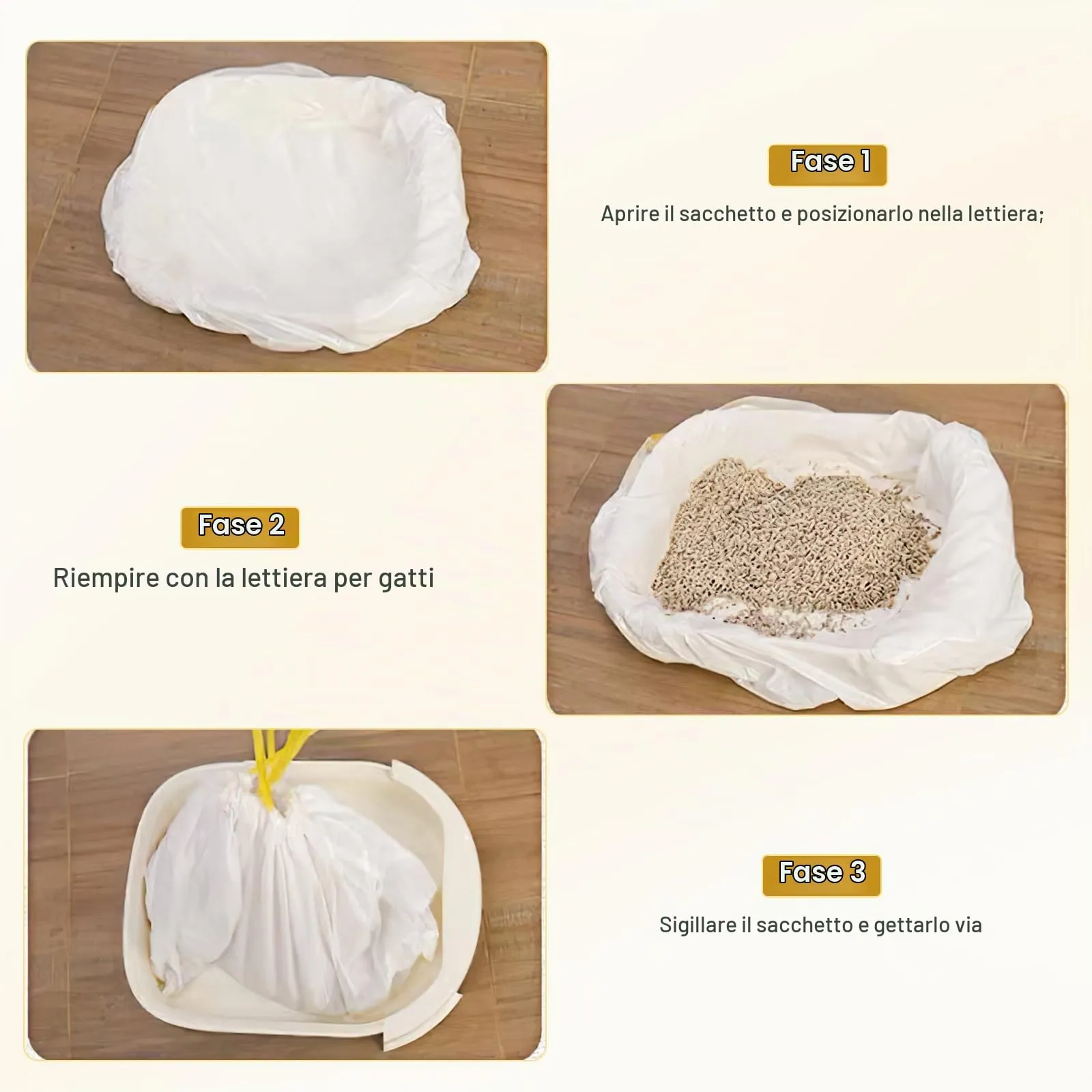 Zocipro 40Pcs Sacchetti per Lettiera Gatto 79x45cm, Foderine a Prova di Perdite con Coulisse, Biodegradabile, Antistrappo per Lettiera Autopulente - immagine 5