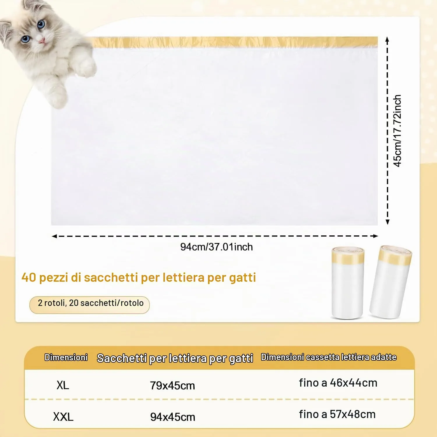 Zocipro 40Pcs Sacchetti per Lettiera Gatto 79x45cm, Foderine a Prova di Perdite con Coulisse, Biodegradabile, Antistrappo per Lettiera Autopulente - immagine 6