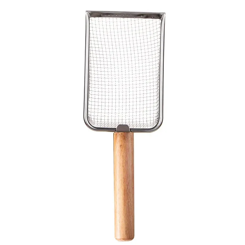 Nokwocy Paletta per lettiera per Gatti, Paletta per lettiera con Manico in Legno, Paletta per lettiera in Metallo a 4mm di porosità, Paletta per lettiera per Gatti (Wood) - immagine 6