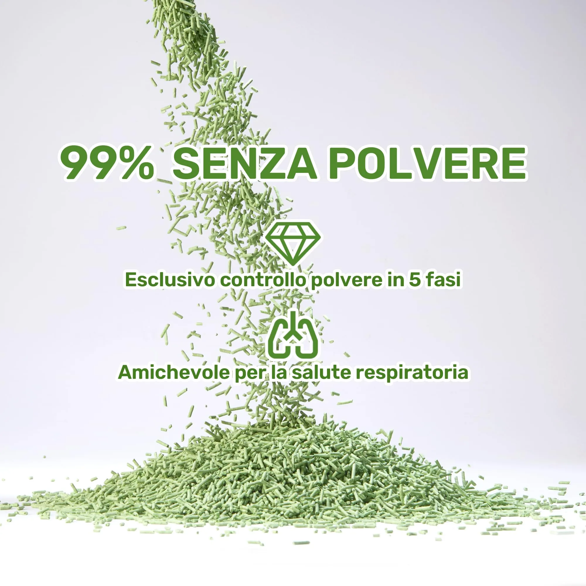 FUKUMARU Lettiera per Gatti al Tofu 10,8 kg - Lettiera Agglomerante per Gatti, Controllo degli Odori con Aroma di Tè Verde, Senza Polvere e Facile da Agglomerare, Smaltibile nel WC. - immagine 3