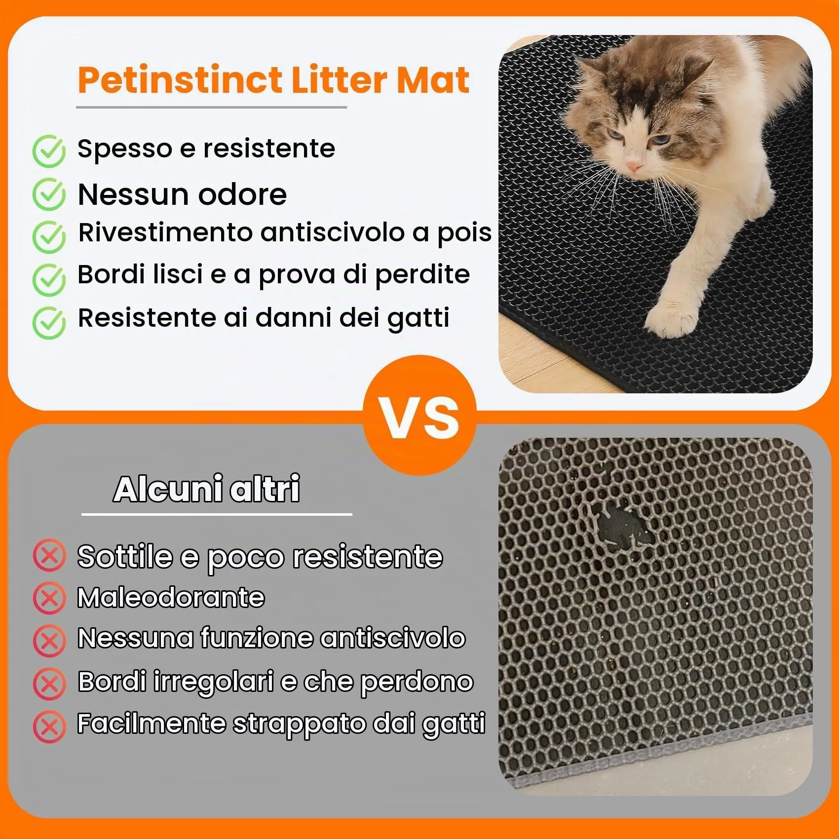 Petinstinct Tappetino Jumbo per Lettiera Gatto, Design Nido d'Ape 2 Strati - immagine 3