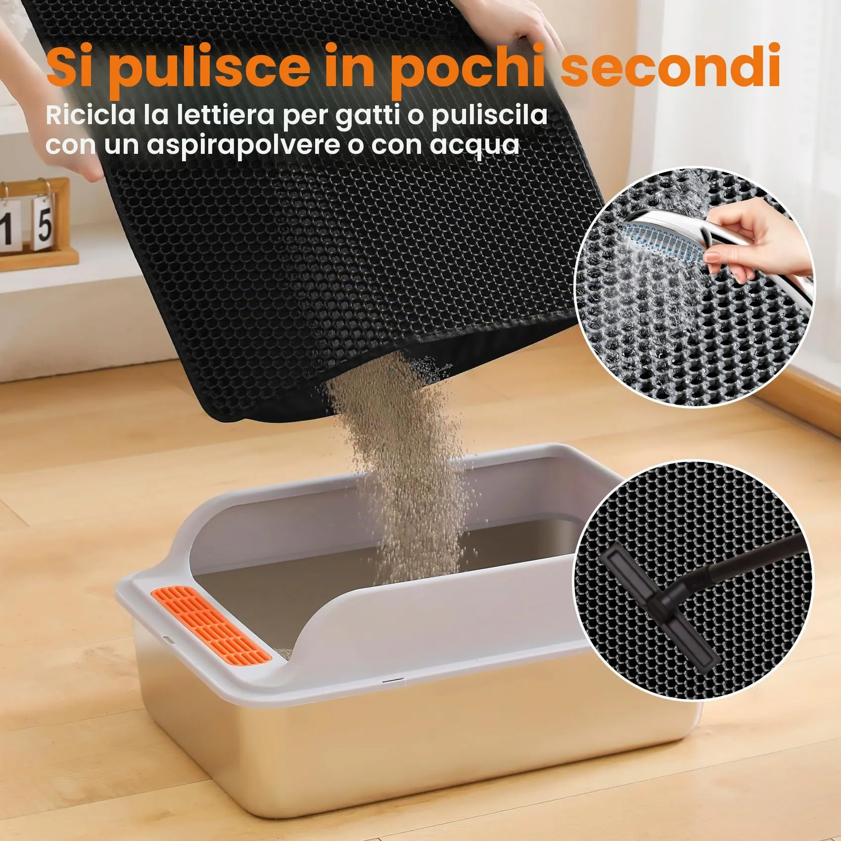 Petinstinct Tappetino Jumbo per Lettiera Gatto, Design Nido d'Ape 2 Strati - immagine 5
