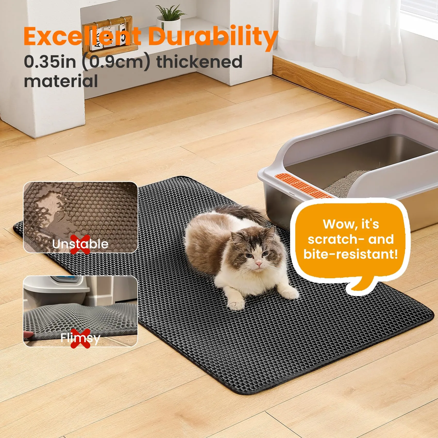Petinstinct Tappetino Jumbo per Lettiera Gatto, Design Nido d'Ape 2 Strati - immagine 6