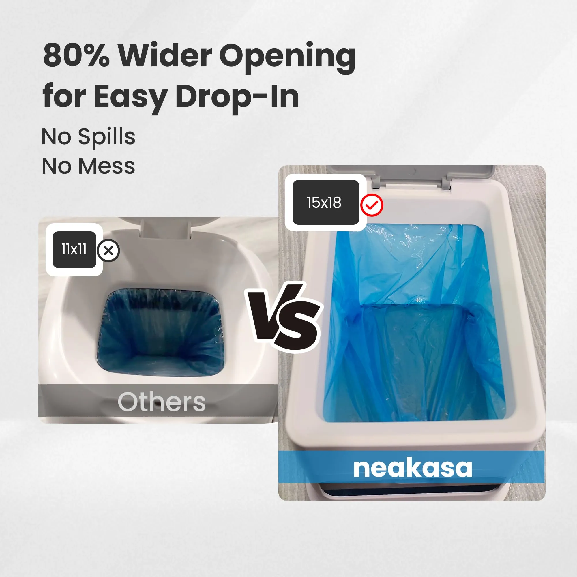 Neakasa PooGuard, Cestino per Lo smaltimento della lettiera, 9,2 l, per lettiera per Gatti, rifiuti e Pannolini, con finestrella di visualizzazione, Apertura più Ampia e Sacchetto di Ricarica per 4 - immagine 4