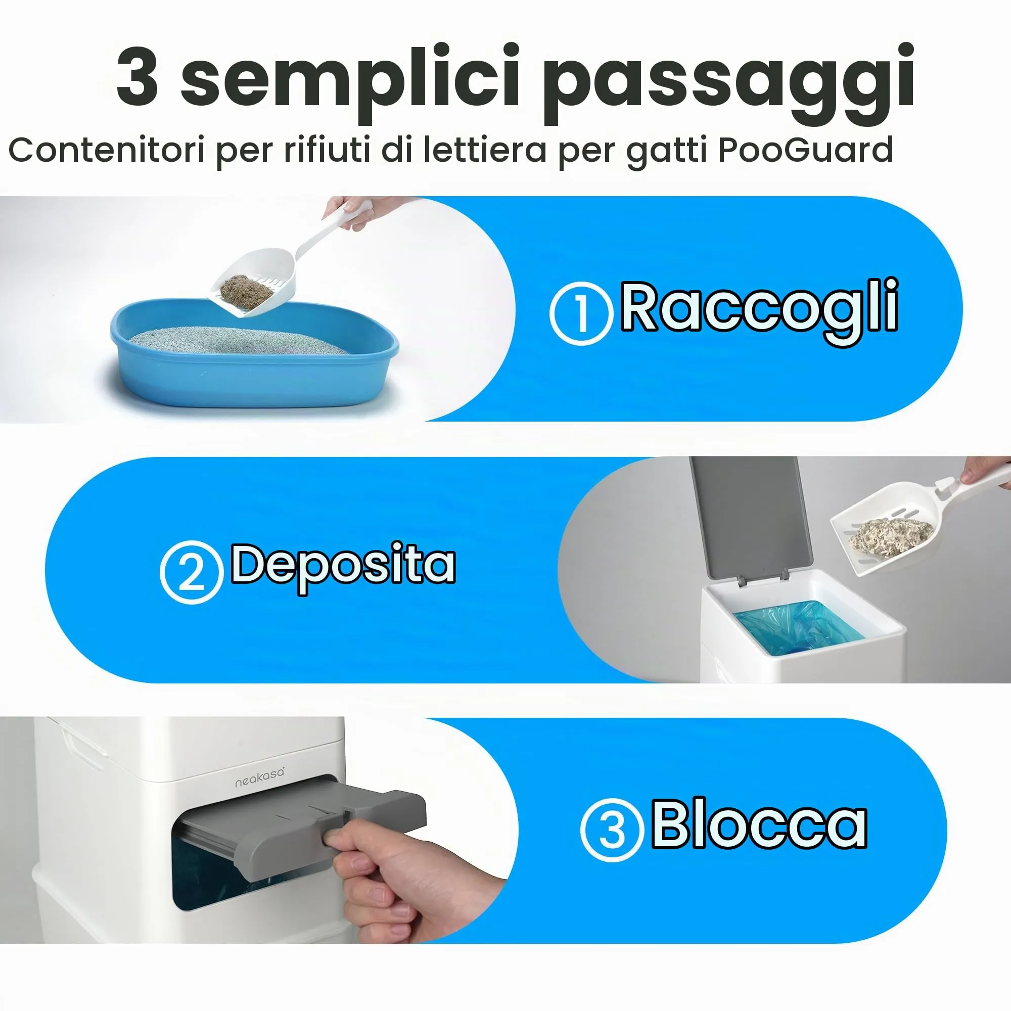 Neakasa PooGuard, Cestino per Lo smaltimento della lettiera, 9,2 l, per lettiera per Gatti, rifiuti e Pannolini, con finestrella di visualizzazione, Apertura più Ampia e Sacchetto di Ricarica per 4 - immagine 5