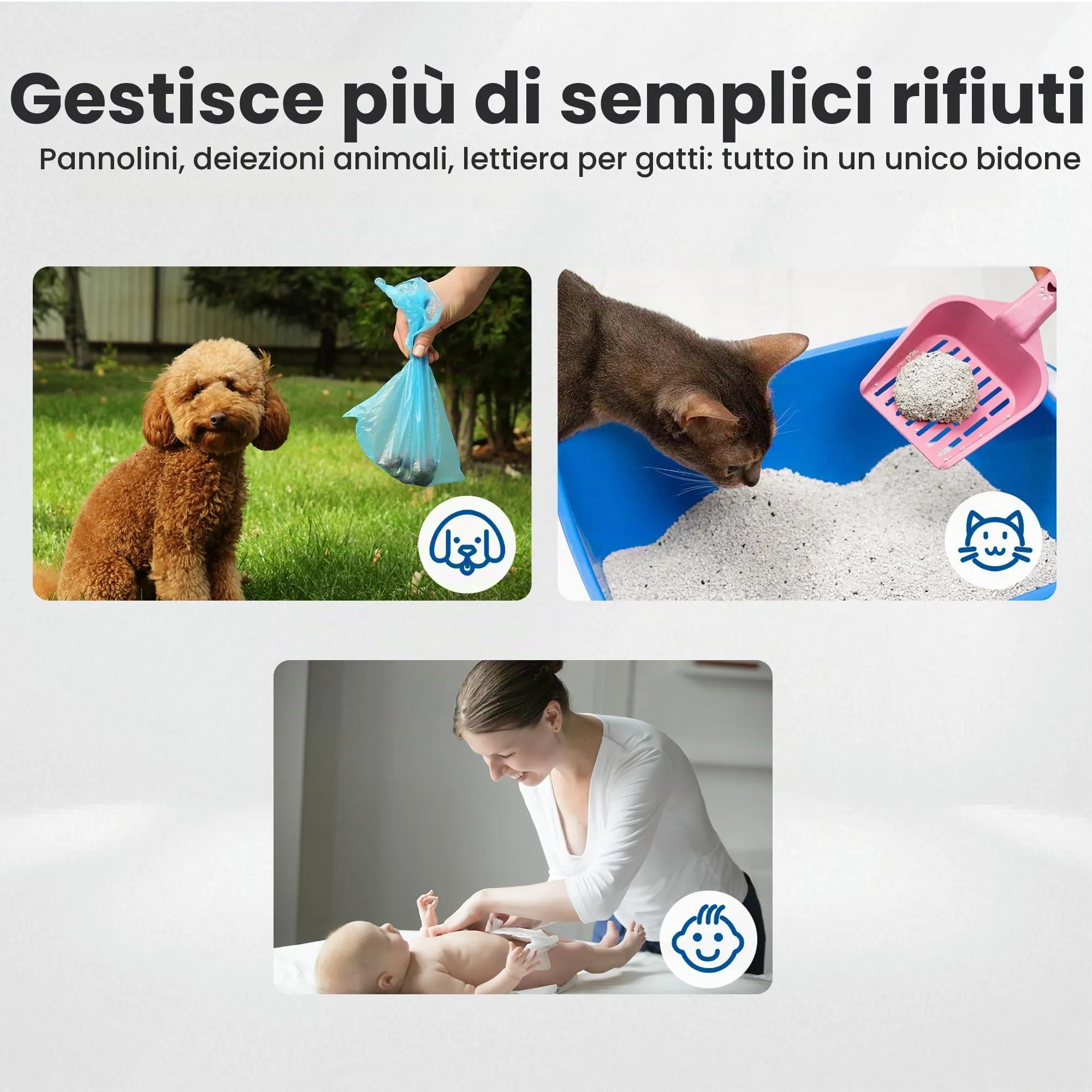 Neakasa PooGuard, Cestino per Lo smaltimento della lettiera, 9,2 l, per lettiera per Gatti, rifiuti e Pannolini, con finestrella di visualizzazione, Apertura più Ampia e Sacchetto di Ricarica per 4 - immagine 8