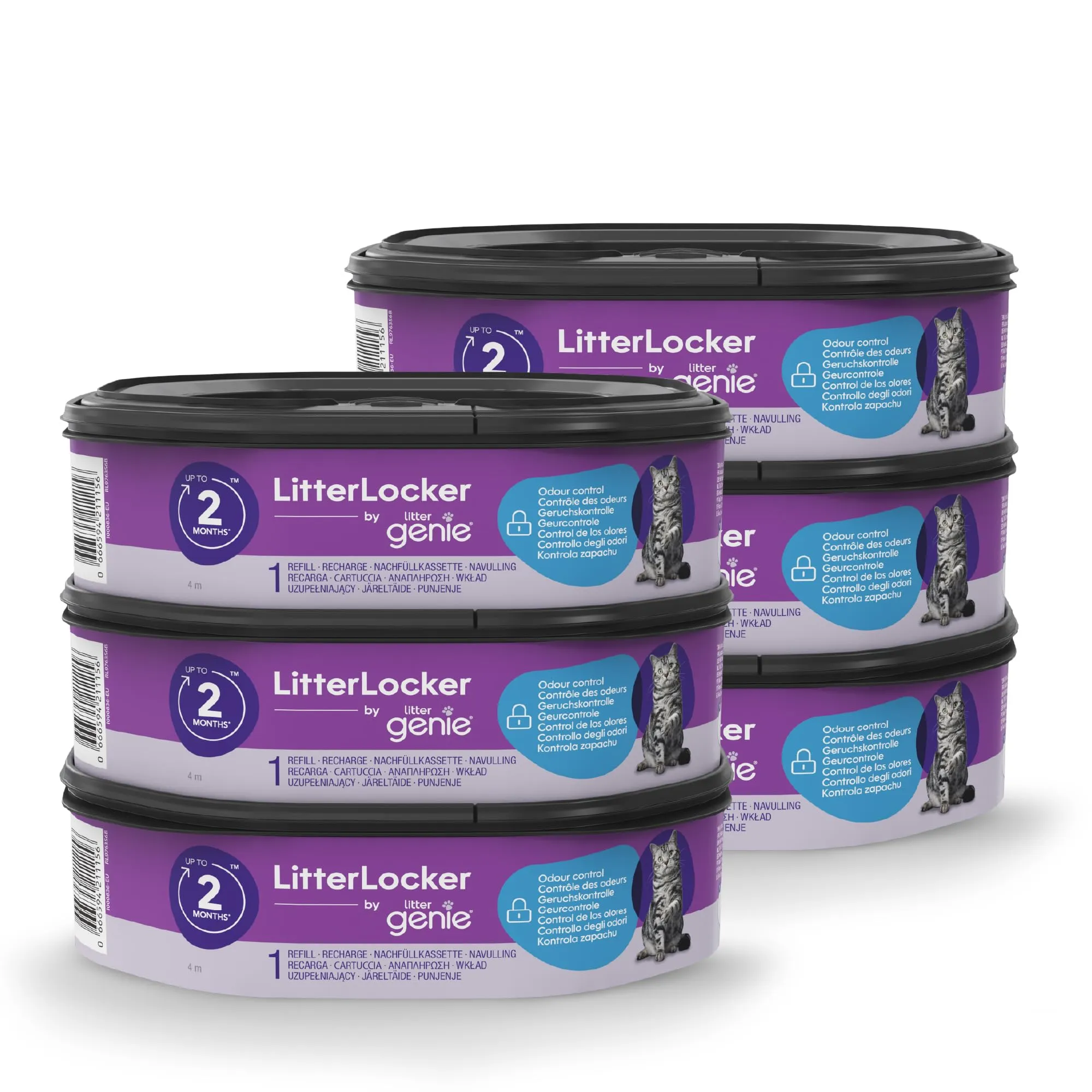 Litter Genie LitterLocker, confezione da 6 ricariche, pellicola speciale originale con barriera antiodore garantisce 100% protezione dagli odori, cassetta da 2 mesi - immagine 1