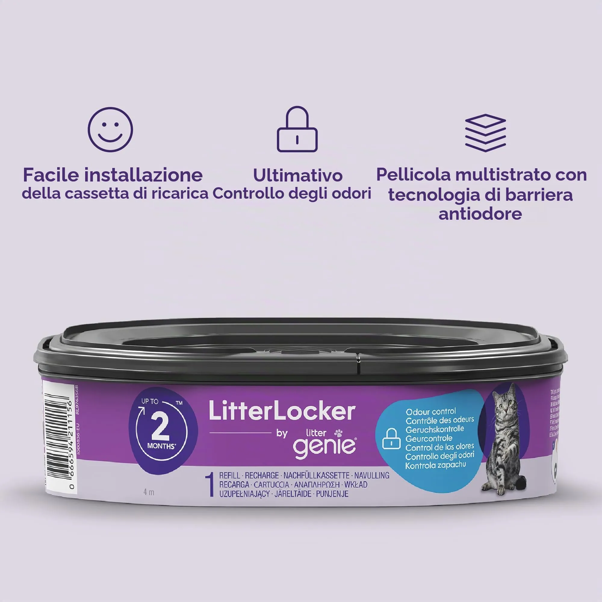 Litter Genie LitterLocker, confezione da 6 ricariche, pellicola speciale originale con barriera antiodore garantisce 100% protezione dagli odori, cassetta da 2 mesi - immagine 2