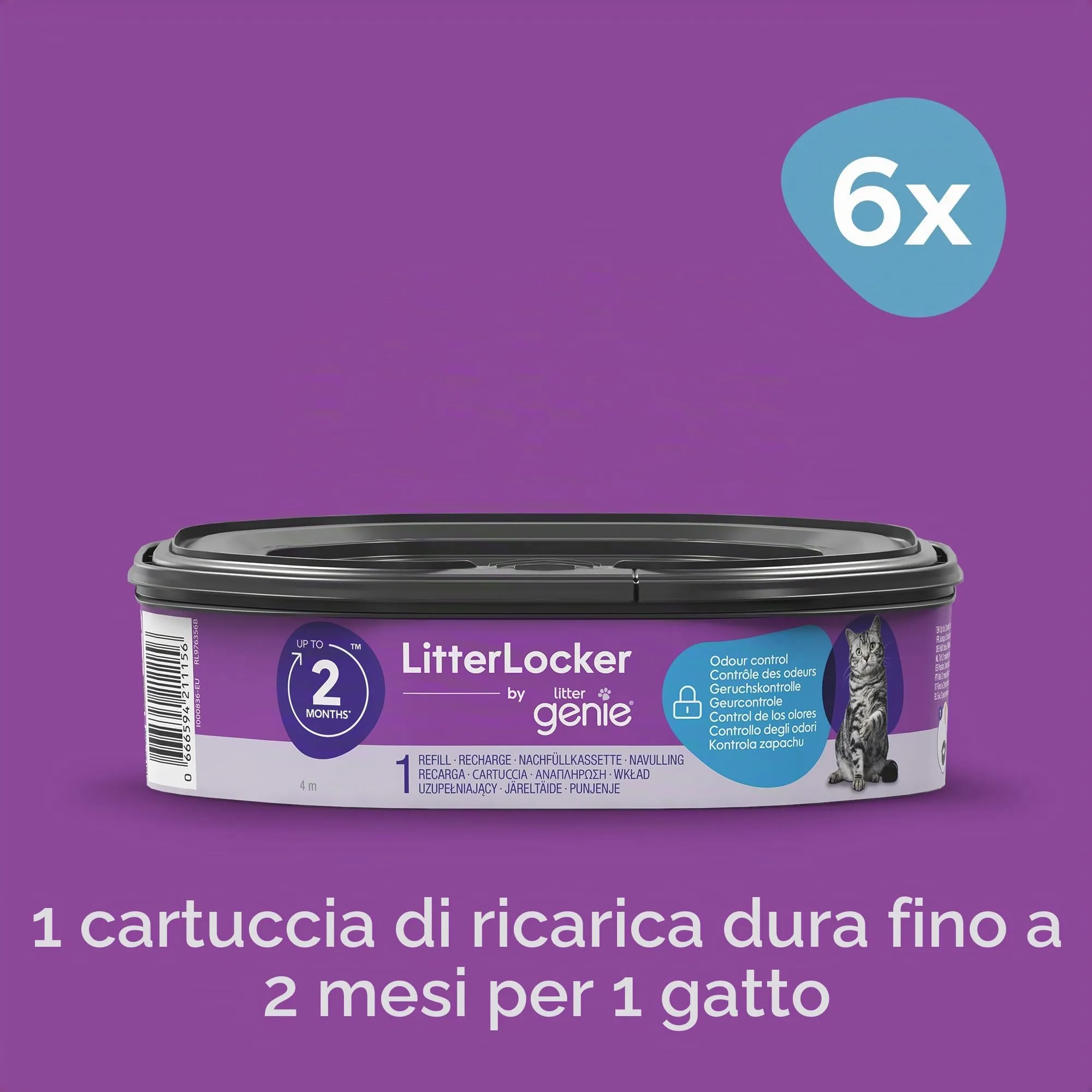 Litter Genie LitterLocker, confezione da 6 ricariche, pellicola speciale originale con barriera antiodore garantisce 100% protezione dagli odori, cassetta da 2 mesi - immagine 7