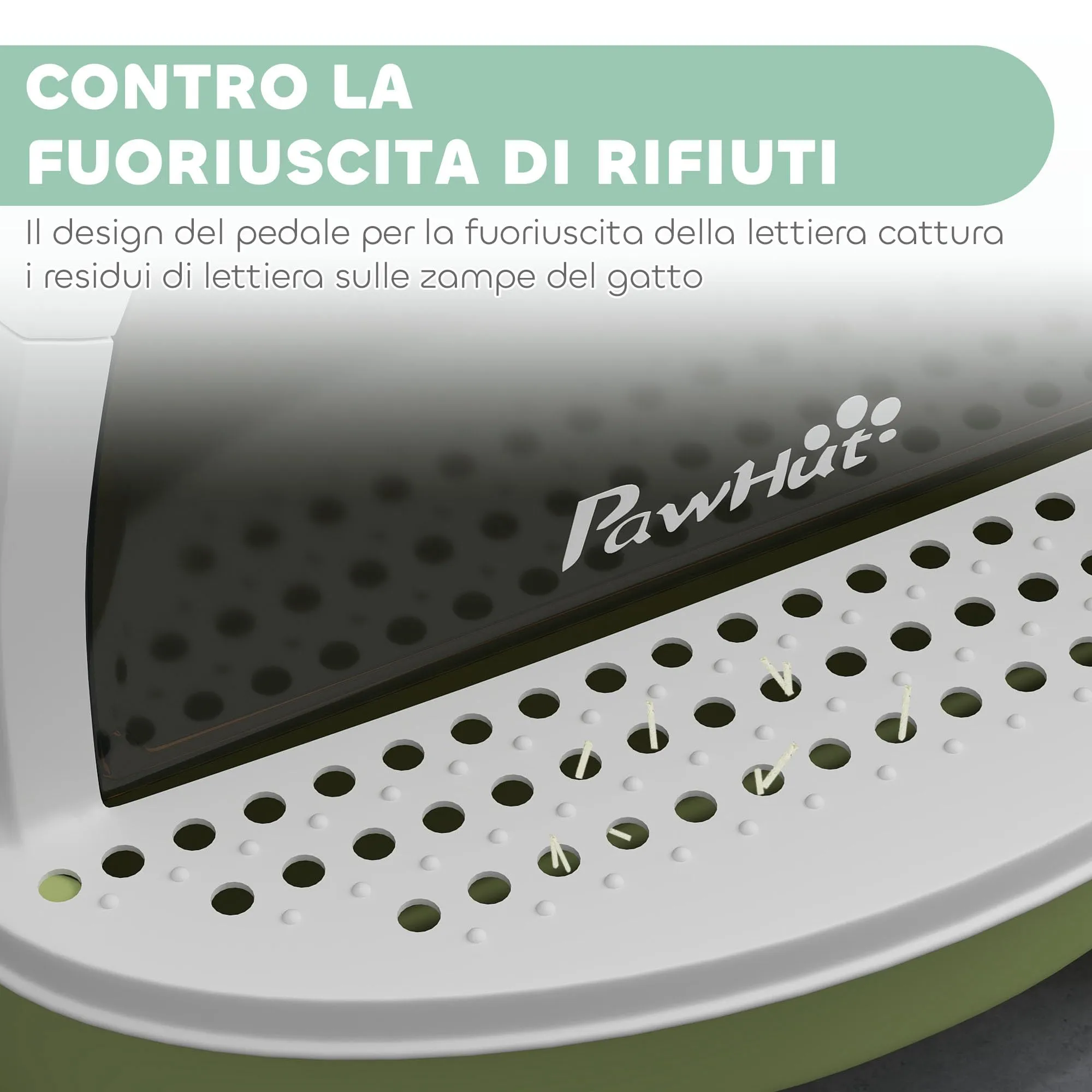 PawHut Lettiera per Gatti Chiusa con Vassoio Estraibile Maniglia Verde - immagine 5
