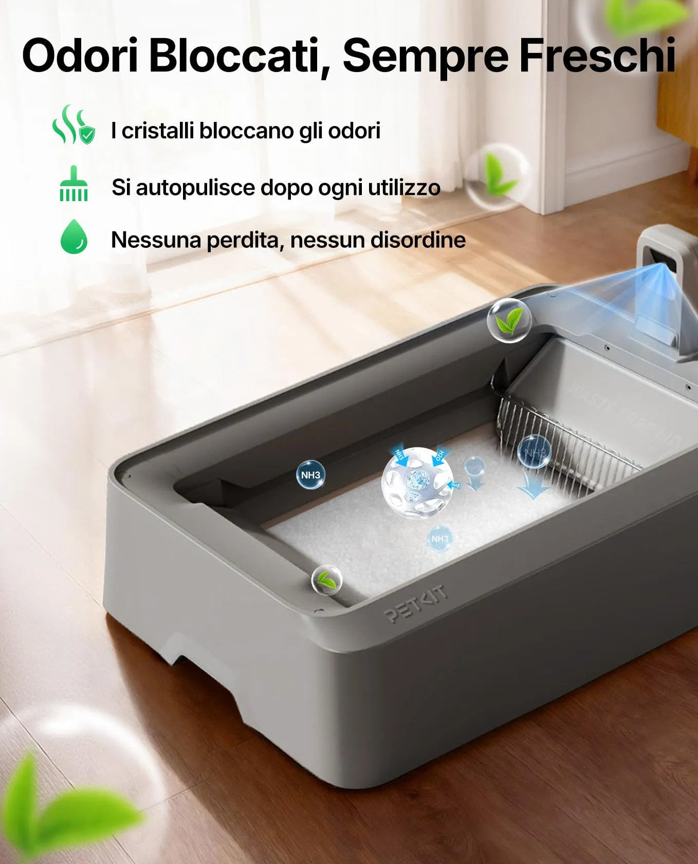 PETKIT Lettiera per Gatti Crystal, Lettiera per Gatti non Agglomerante, Compatibile con PUROBOT CRYSTAL DUO, Eliminazione Multi-odore, Antipolvere, Leggera e Pronta, Ricambio Diretto, 4 Sacchi - immagine 2