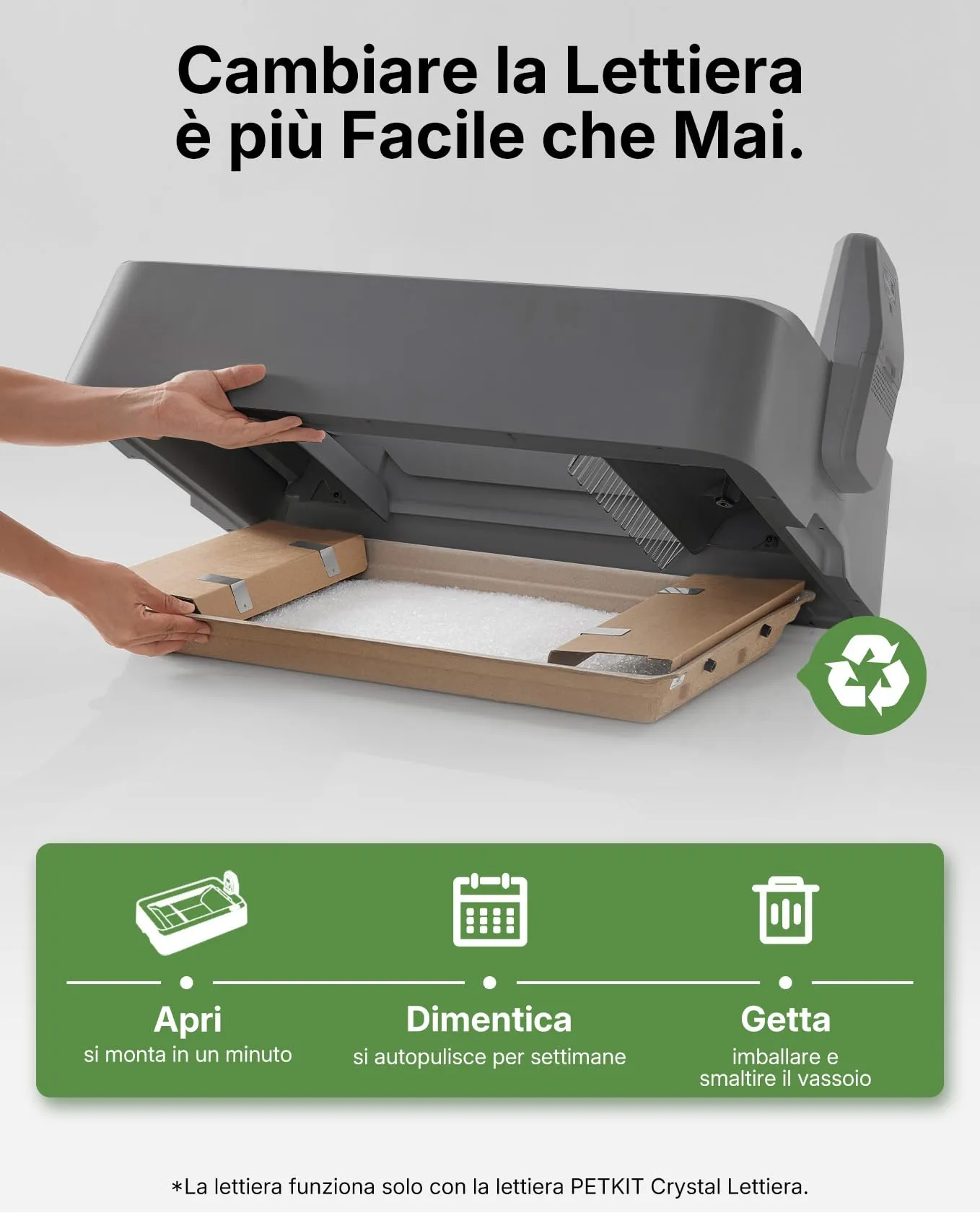 PETKIT Lettiera per Gatti Crystal, Lettiera per Gatti non Agglomerante, Compatibile con PUROBOT CRYSTAL DUO, Eliminazione Multi-odore, Antipolvere, Leggera e Pronta, Ricambio Diretto, 4 Sacchi - immagine 5