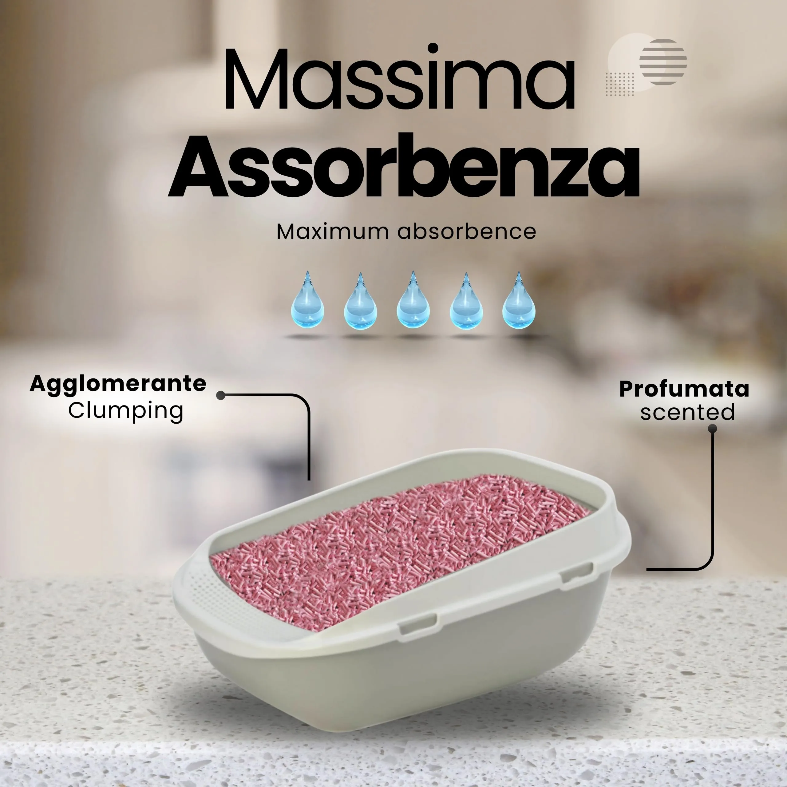 LifeGreen Lettiera Naturalissima per gatti 2 kg Pesca, con Fibra di Pisello e Amido di Mais, Vegetale, Biodegradabile, Agglomerante 3.8L, Elimina odori - immagine 3