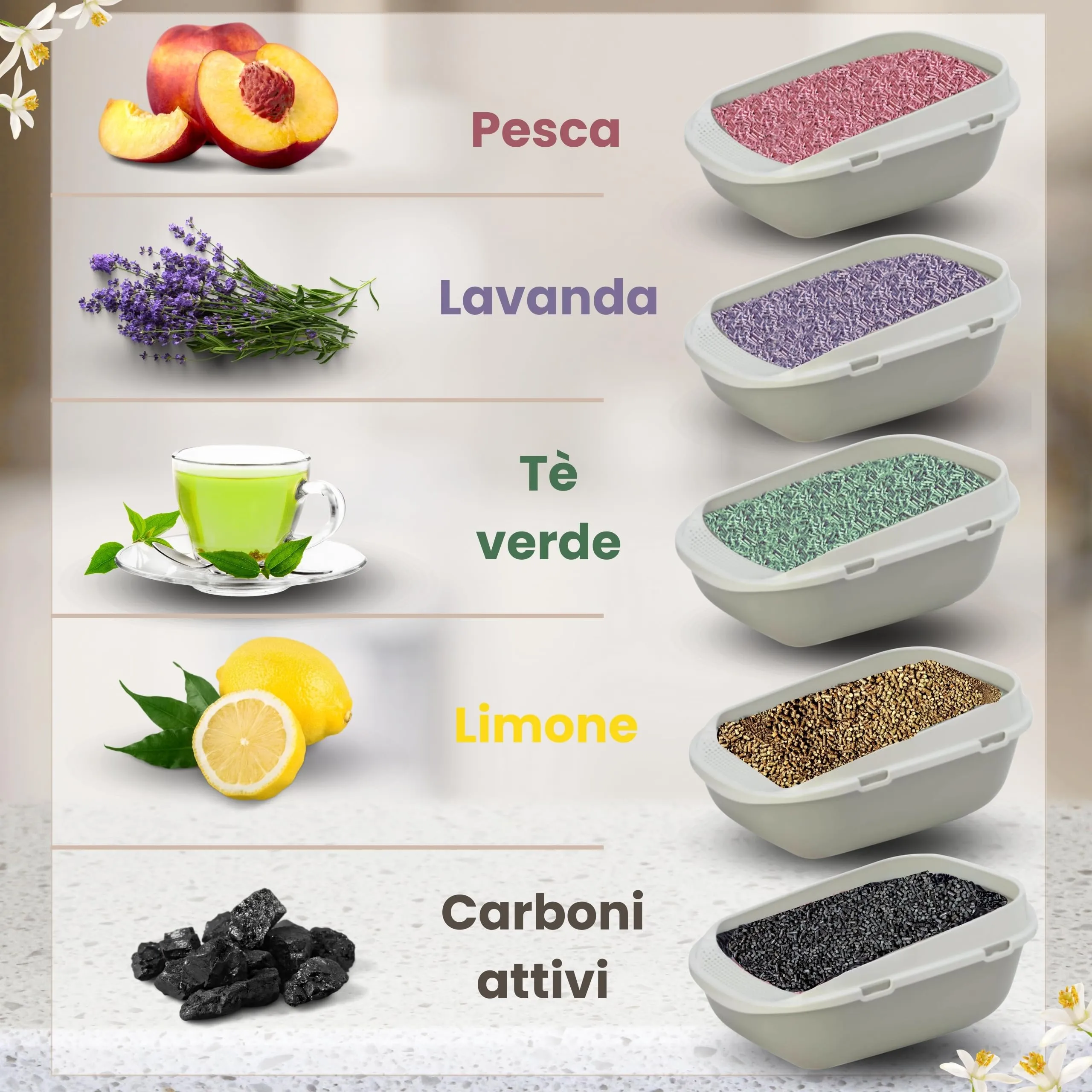 LifeGreen Lettiera Naturalissima per gatti 2 kg Pesca, con Fibra di Pisello e Amido di Mais, Vegetale, Biodegradabile, Agglomerante 3.8L, Elimina odori - immagine 5