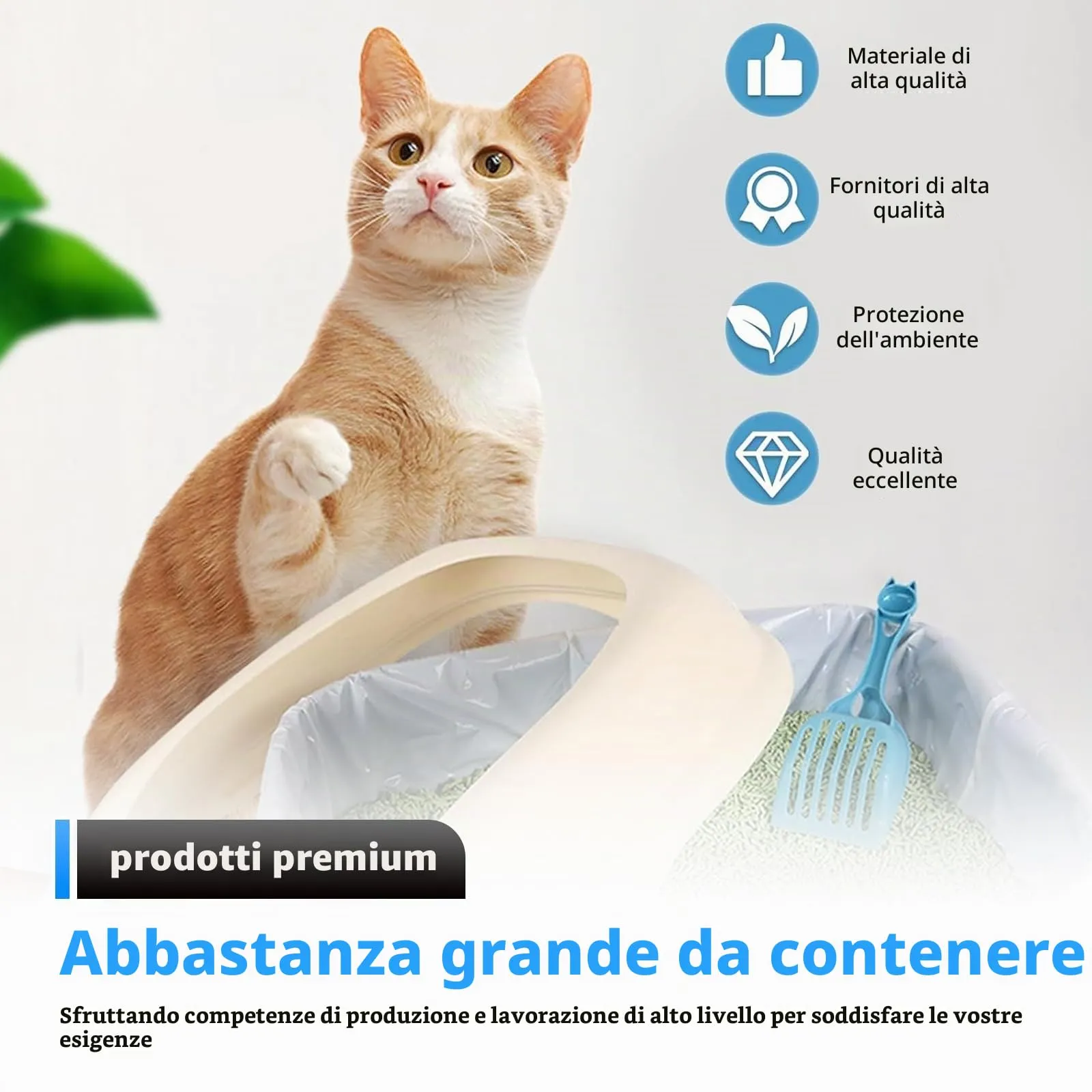 Confezione da 160 sacchetti per immondizia con maniglia per il trasporto: sacchetti per lettiera per gatti impermeabili e autopulenti con cordoni di serraggio | Sacco per lettiera per gatti | Sacco - immagine 5