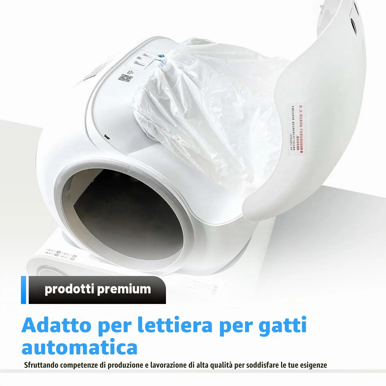 Confezione da 160 sacchetti per immondizia con maniglia per il trasporto: sacchetti per lettiera per gatti impermeabili e autopulenti con cordoni di serraggio | Sacco per lettiera per gatti | Sacco - immagine 6