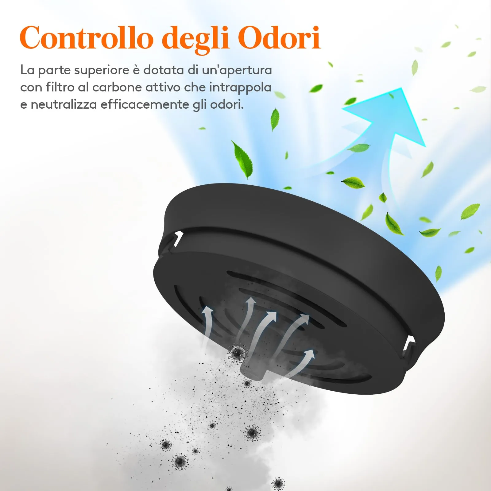 Lifewit Lettiera Gatto con Deodorante e Filtro a Carboni Attivi, Toilette per Gatti per Soggiorno, Camera da Letto e Angoli, Lettiera a Forma di Vaso con Paletta, 48 x 48 x 50 cm, Nero - immagine 6