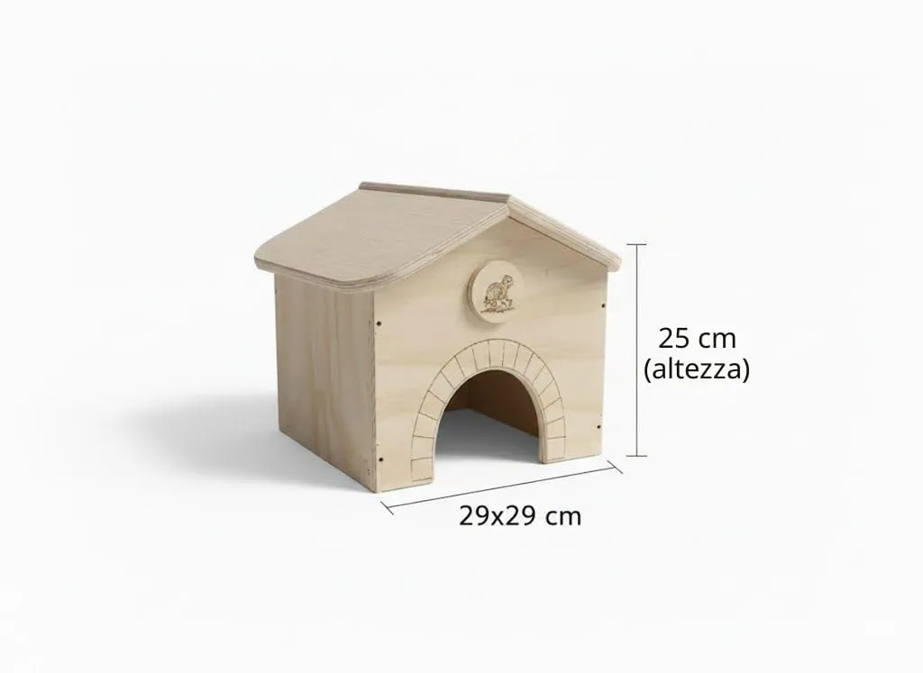 Casetta per tartarughe di terra ricco porcellini d'india in legno multistrato terrario senza fondo ricorevo casa chalet villetta gabbia terrario rettili serpenti 30x30x23 (Naturale Coniglio) - immagine 2