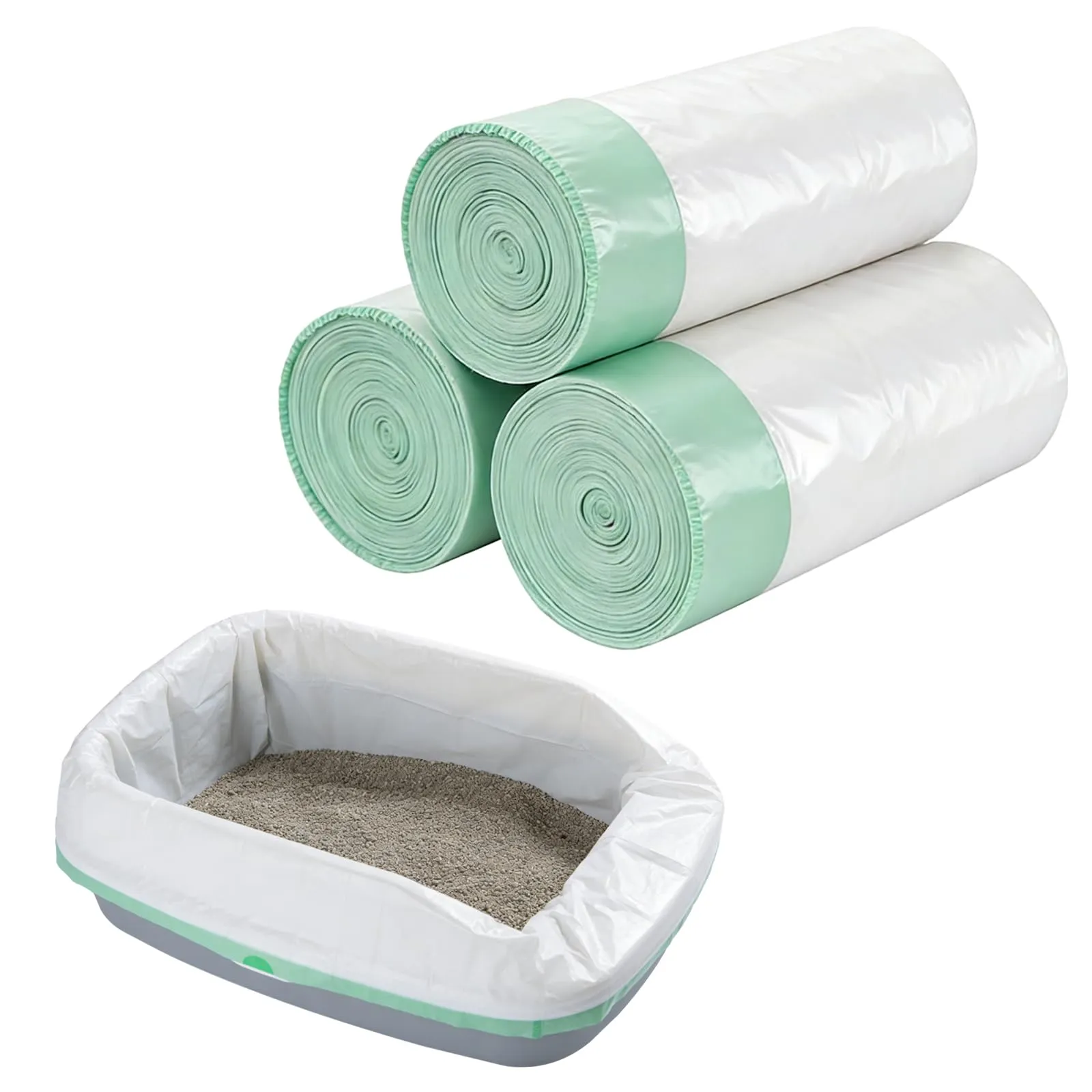 60 sacchetti per lettiera, sacchetti per toilette per gatti, per toilette elettrica autopulente, biodegradabili, impermeabili, resistenti allo strappo, 58x35 cm - immagine 1