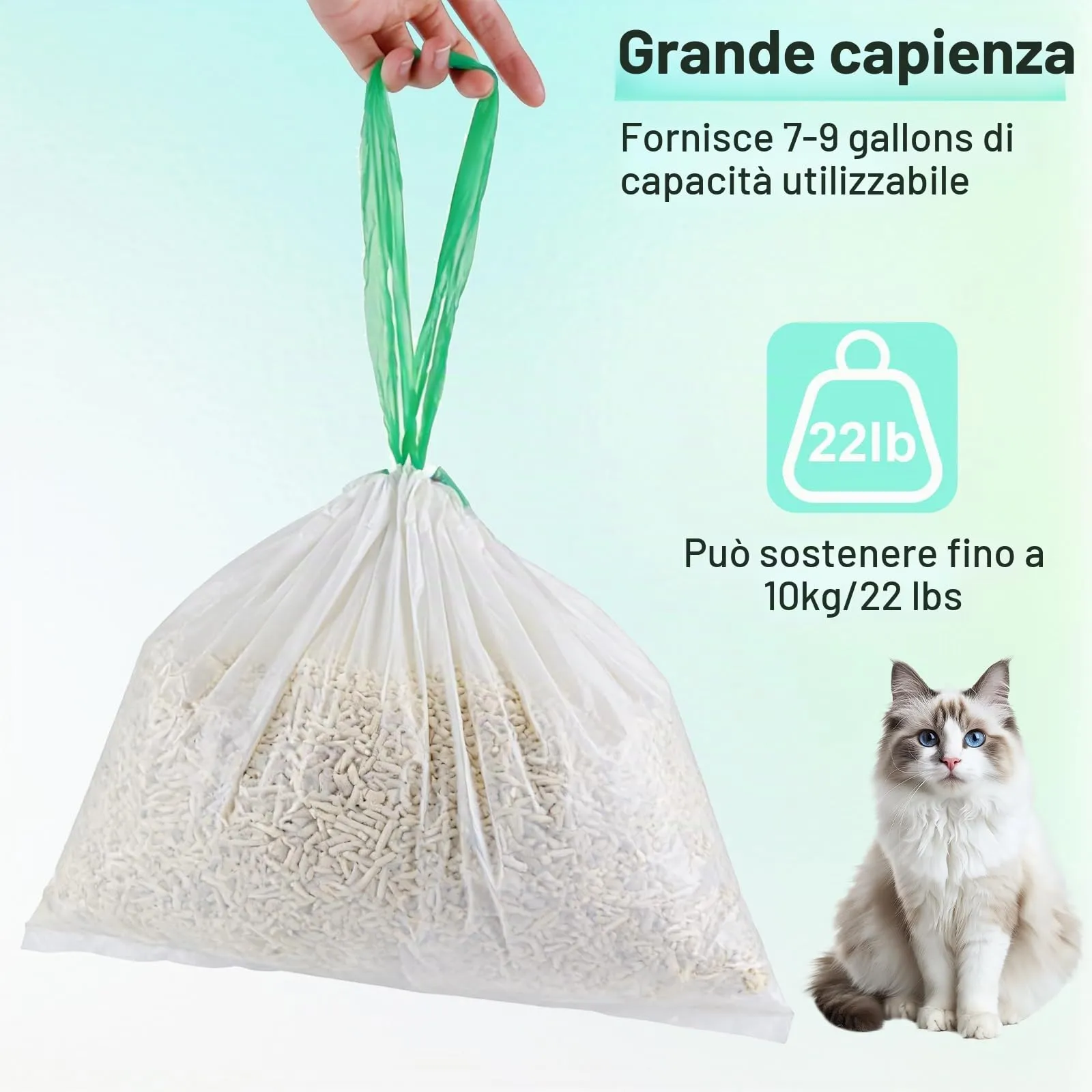60 sacchetti per lettiera, sacchetti per toilette per gatti, per toilette elettrica autopulente, biodegradabili, impermeabili, resistenti allo strappo, 58x35 cm - immagine 4