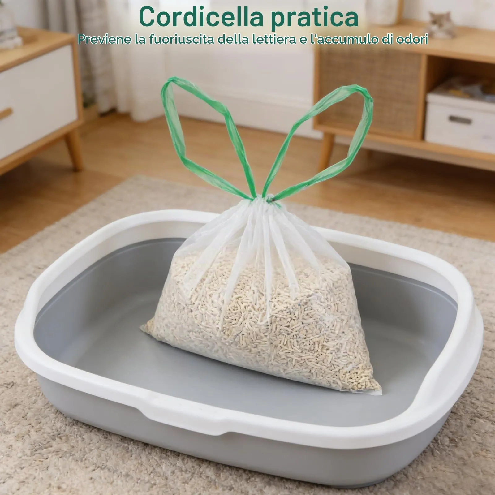 60 sacchetti per lettiera, sacchetti per toilette per gatti, per toilette elettrica autopulente, biodegradabili, impermeabili, resistenti allo strappo, 58x35 cm - immagine 6