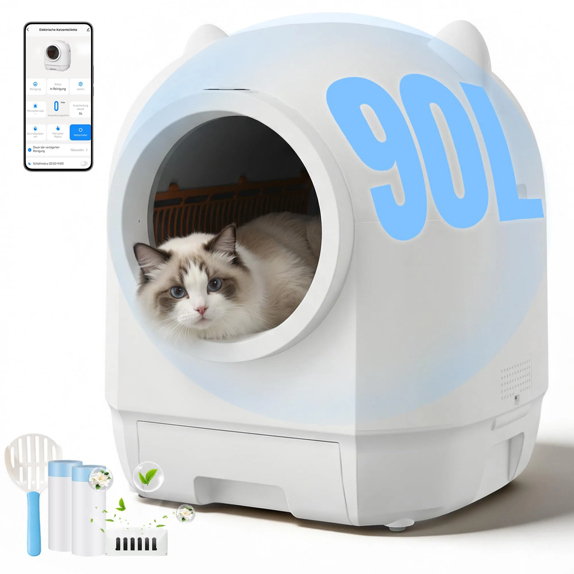 Devoko Lettiera Gatto Autopulente con APP, Lettiera Autopulente per Gatti - immagine 1