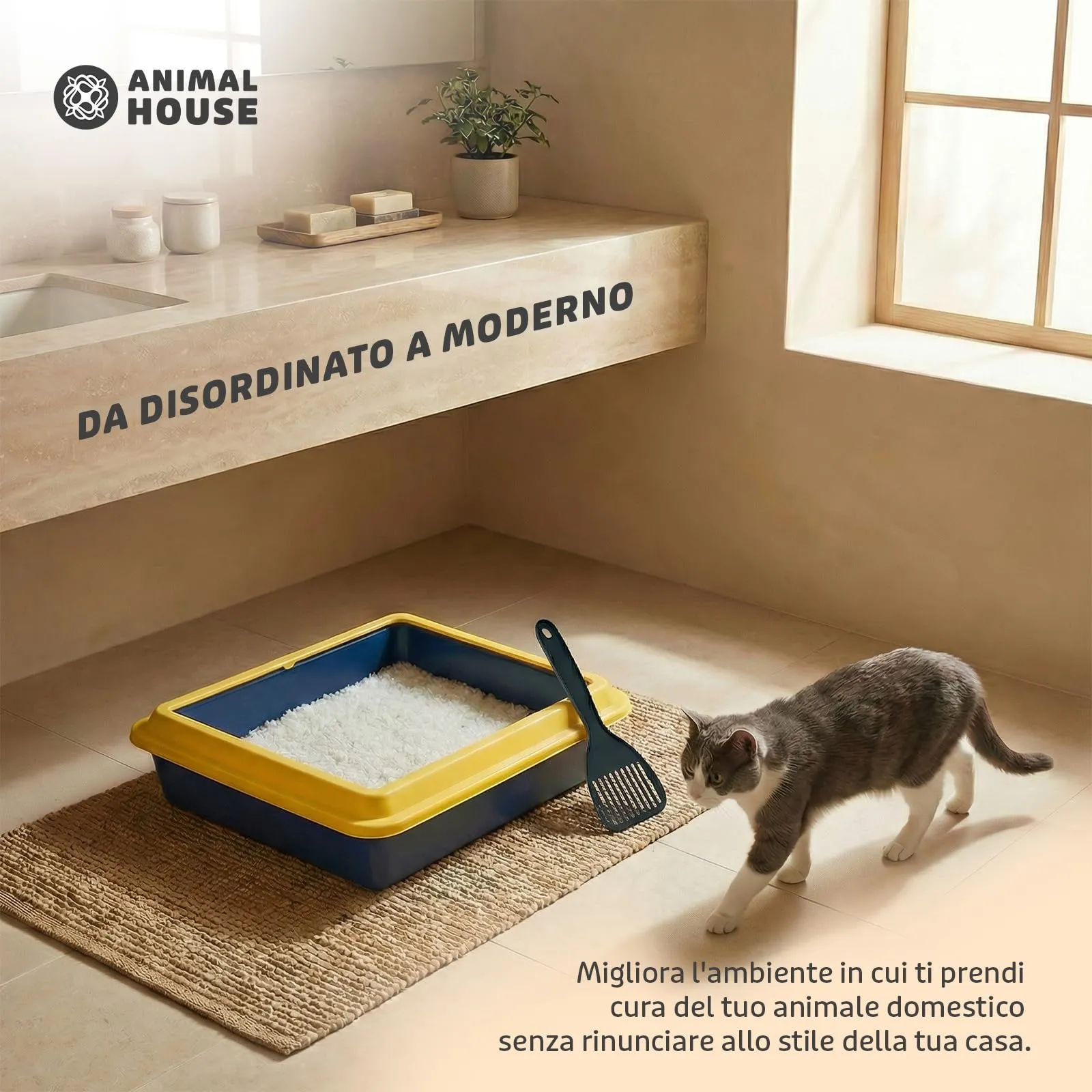Animal House Lettiera per Gatti Con Bordo, Vaschetta L - immagine 2