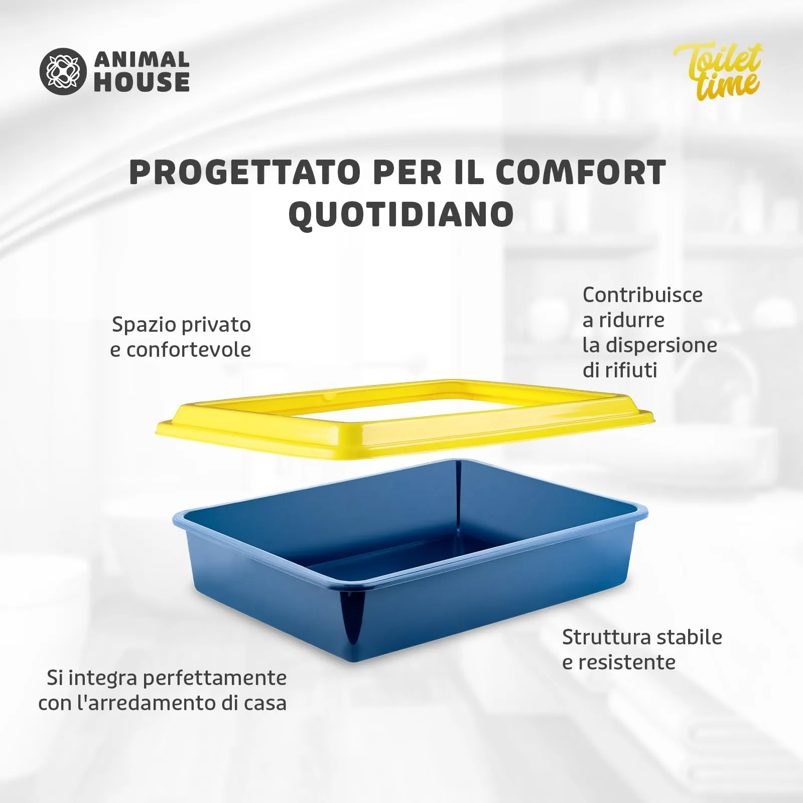 Animal House Lettiera per Gatti Con Bordo, Vaschetta L - immagine 3