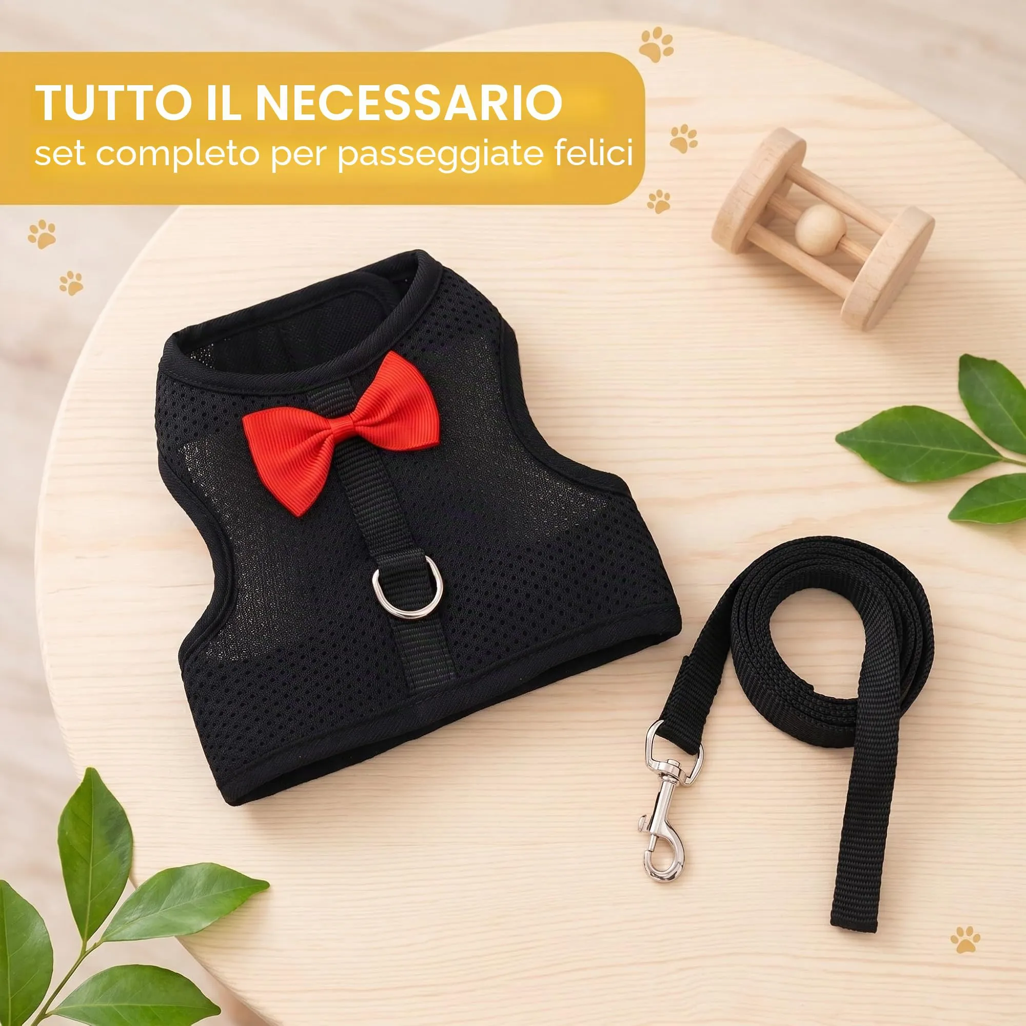Pettorina Coniglio Nano con Guinzaglio, Accessori per Conigli e Piccoli Animali, Imbracatura Regolabile e Morbida per Passeggiate in Sicurezza, Taglia S, Nero - immagine 8