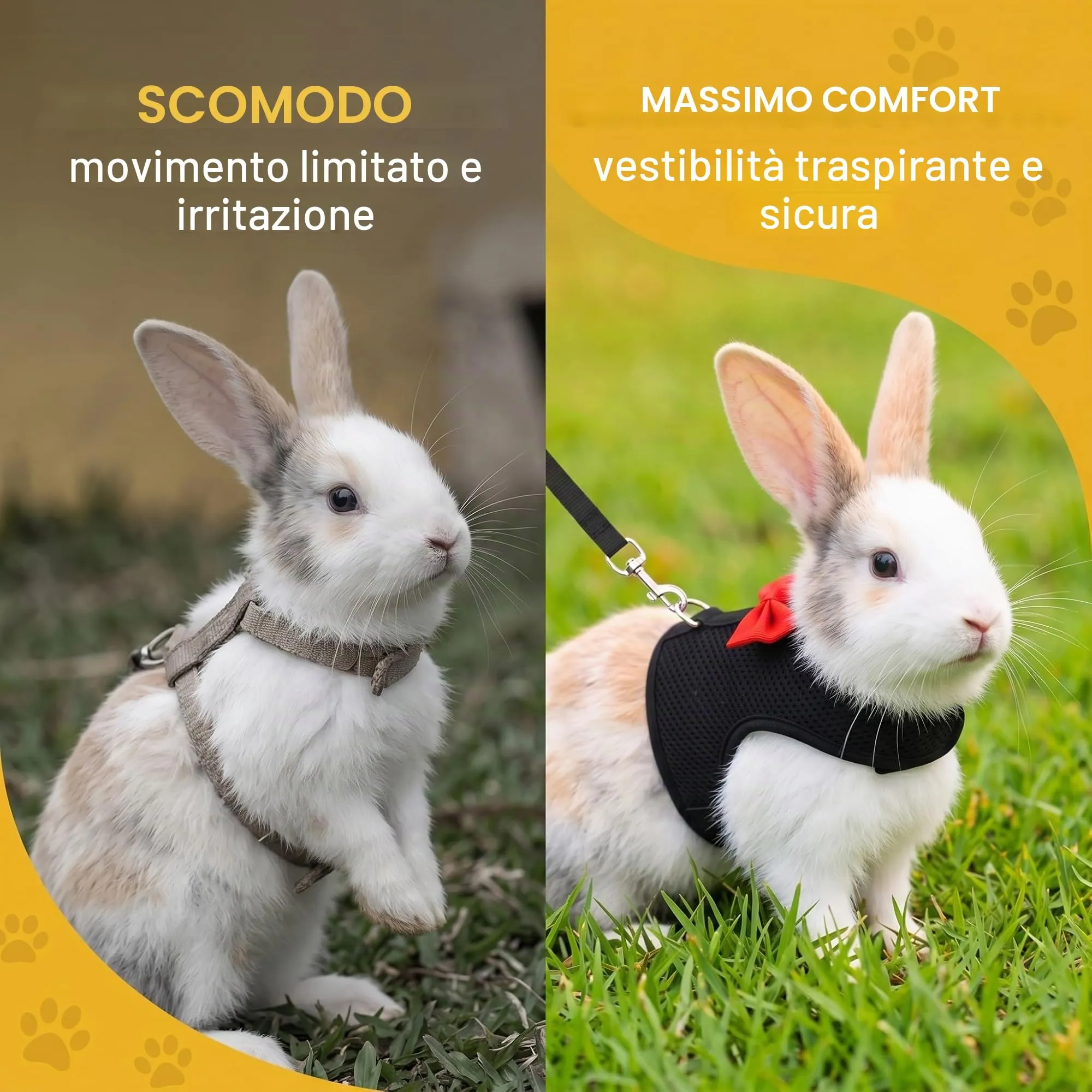 Pettorina Coniglio Nano con Guinzaglio Regolabile, Accessori per Conigli e Piccoli Animali, Imbracatura Sicura e Confortevole per Passeggiate all'Aperto, Nero, Taglia L - immagine 5