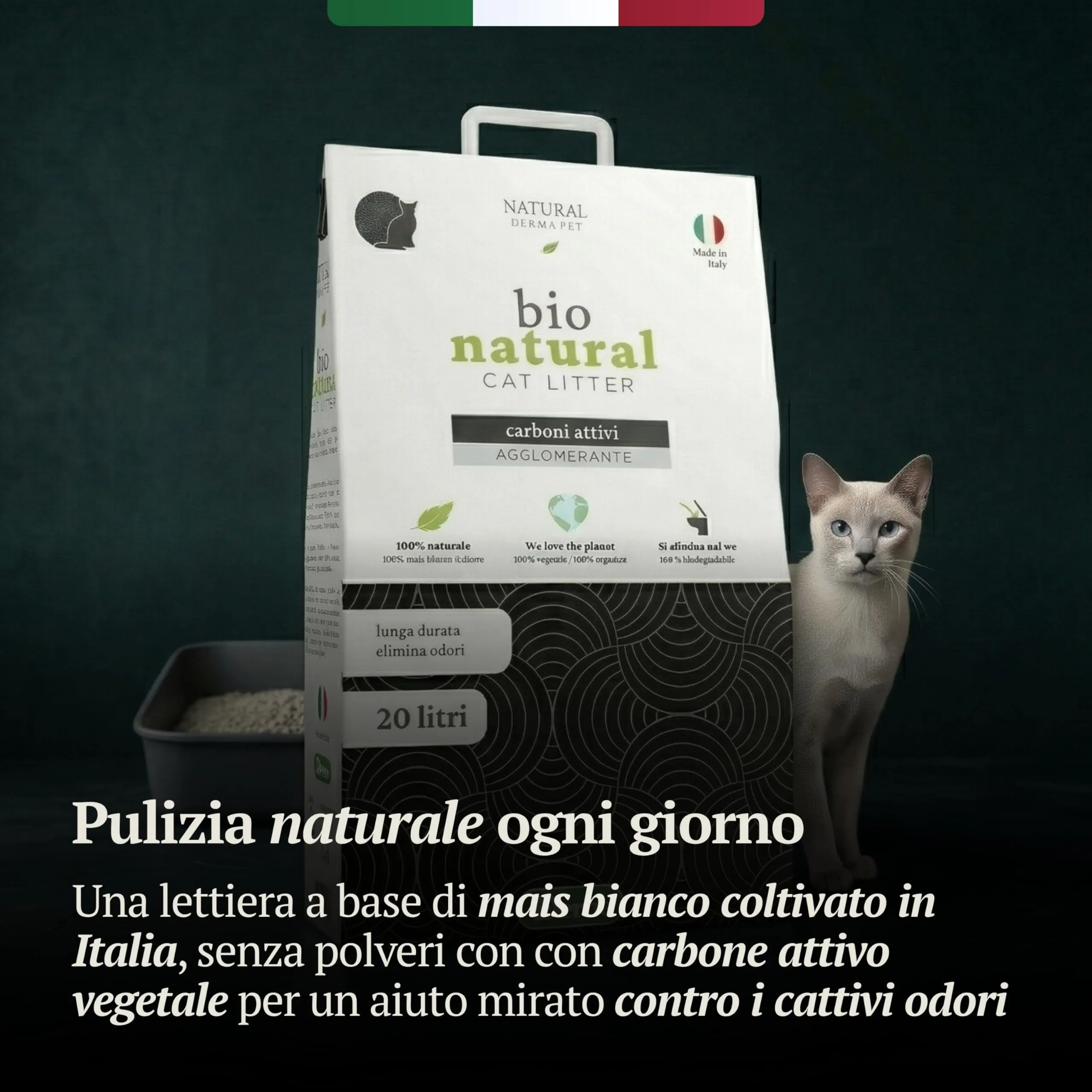Natural Derma Pet Lettiera Gatto Agglomerante Carboni Attivi da 20 L - immagine 2