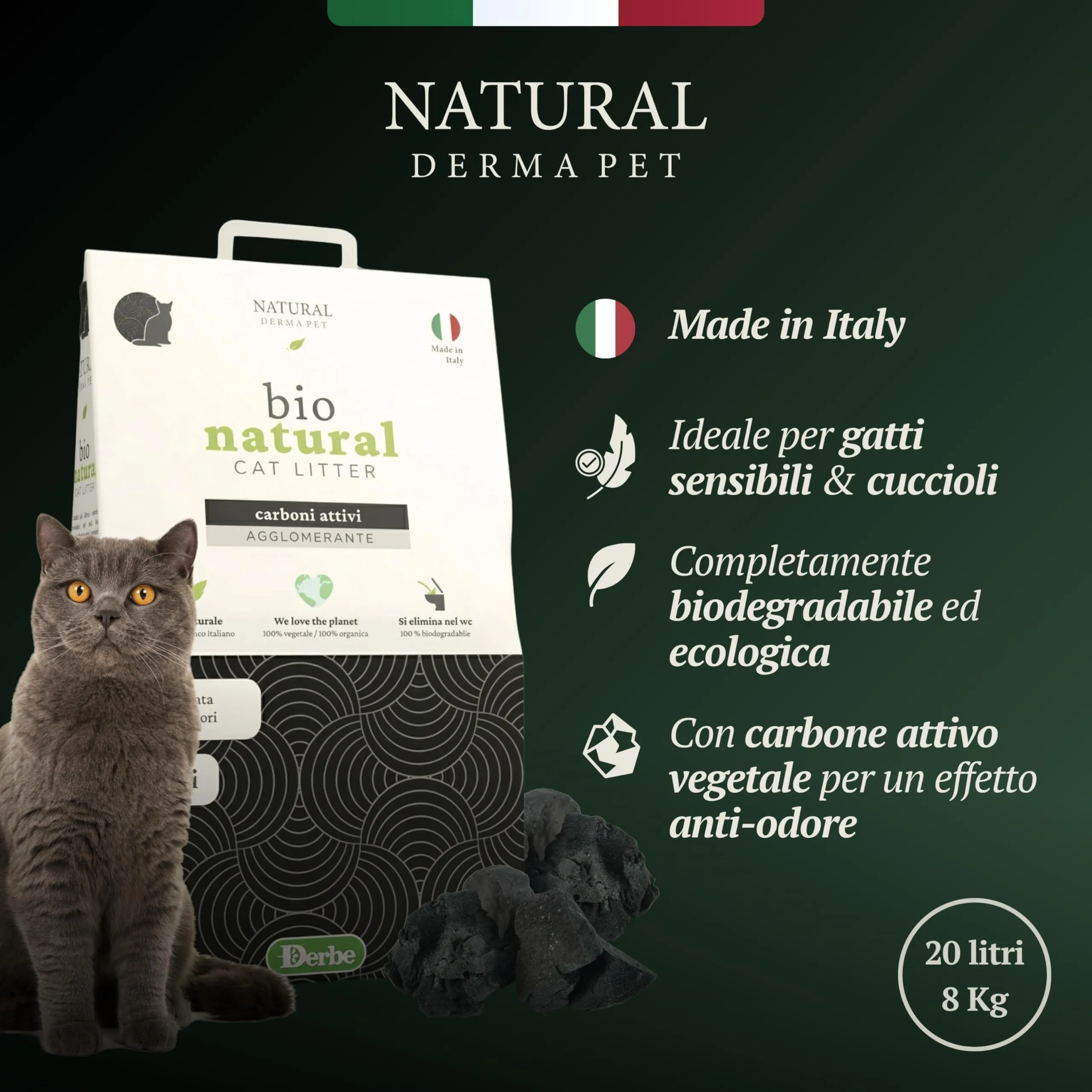 Natural Derma Pet Lettiera Gatto Agglomerante Carboni Attivi da 20 L - immagine 6