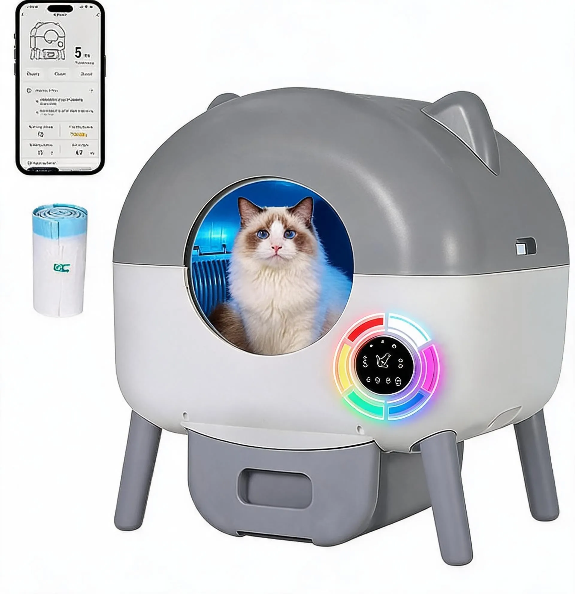 Lettiera Gatto Autopulente 89 L Con APP, Capacità Massima, Lettiera Automatica Per Gatti, Lettiera Con Triplo Sensore Di Sicurezza, Ampio Spazio,Adatta a Famiglie Con Più Gatti - immagine 1