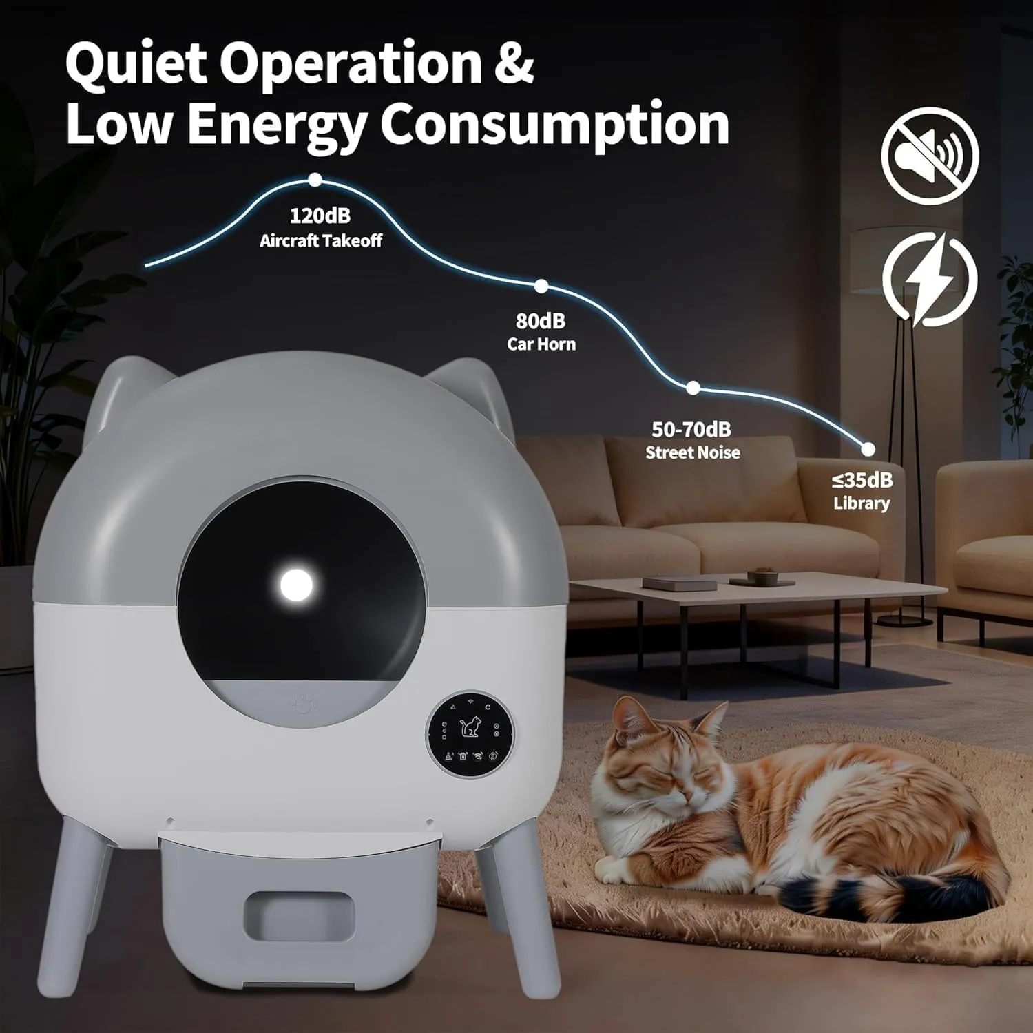 Lettiera Gatto Autopulente 89 L Con APP, Capacità Massima, Lettiera Automatica Per Gatti, Lettiera Con Triplo Sensore Di Sicurezza, Ampio Spazio,Adatta a Famiglie Con Più Gatti - immagine 5