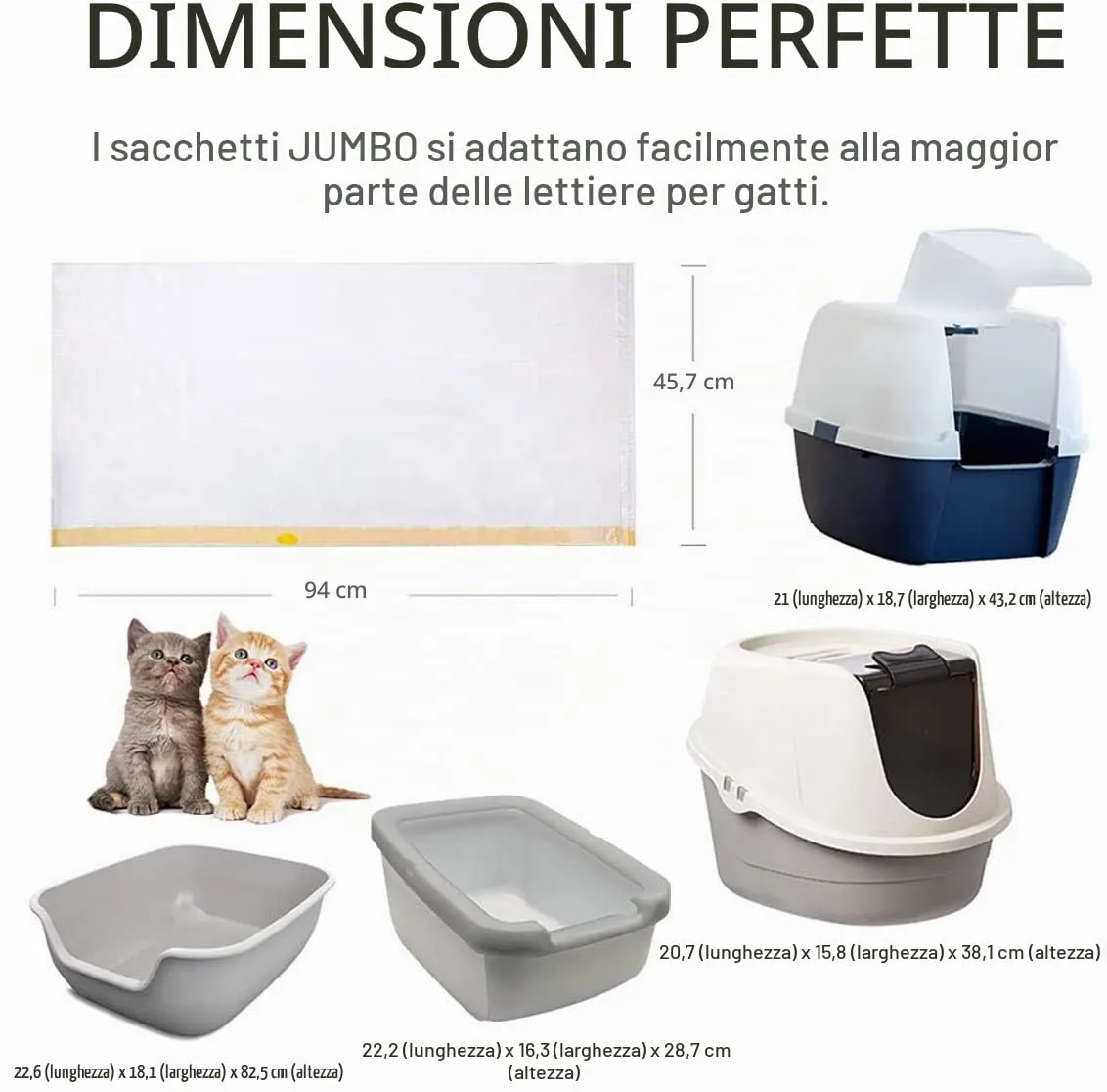 14 Sacchetti per Lettiera Gatto,Sacchi lettiere,Sacchetto gatti-L940x457mm - immagine 2