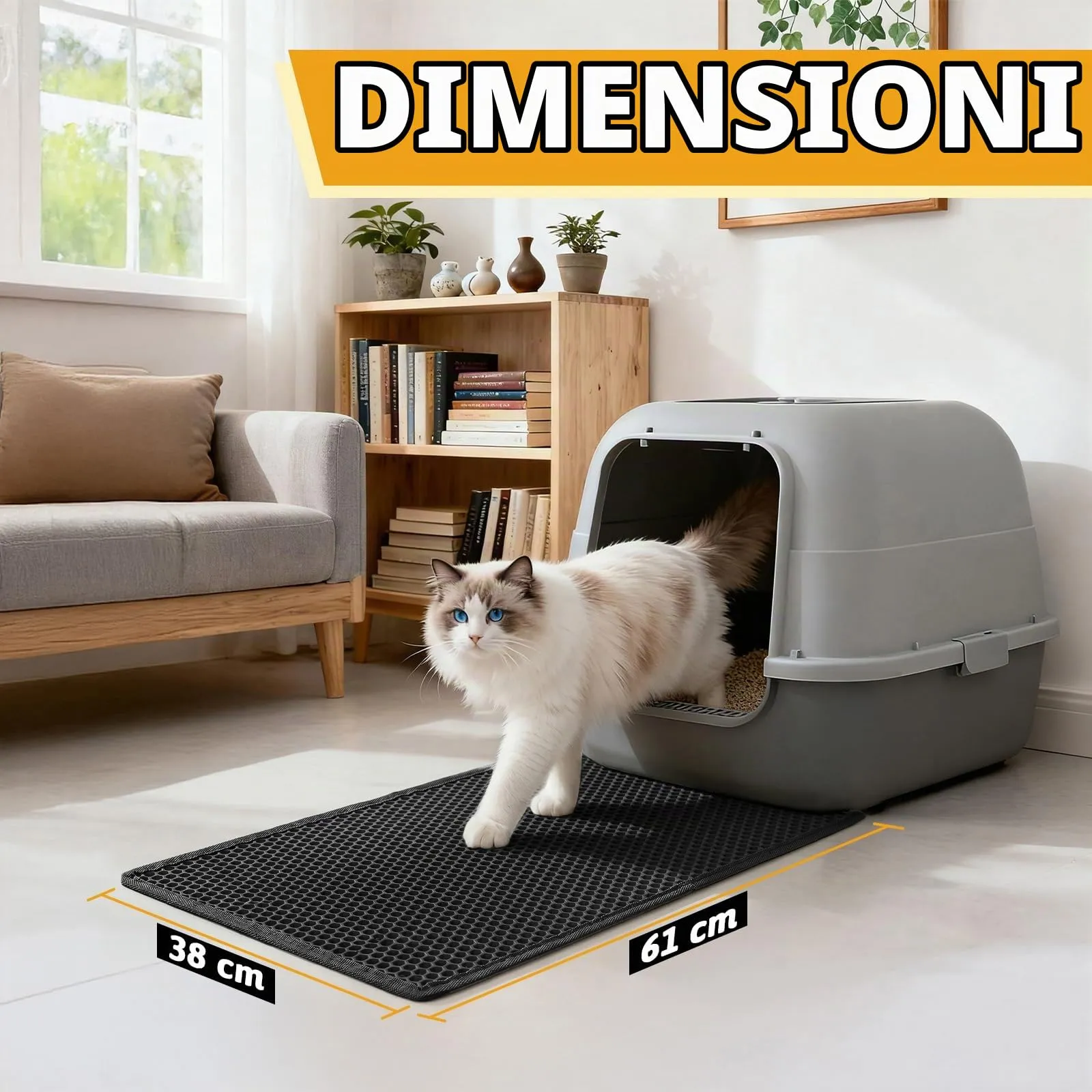 Pieviev Tappetino Lettiera Gatto, Tappeto Doppio Strato, 61x38cm Nero - immagine 2