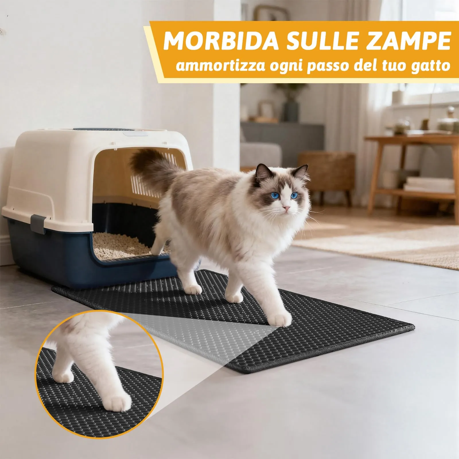 Pieviev Tappetino Lettiera Gatto, Tappeto Doppio Strato, 61x38cm Nero - immagine 5