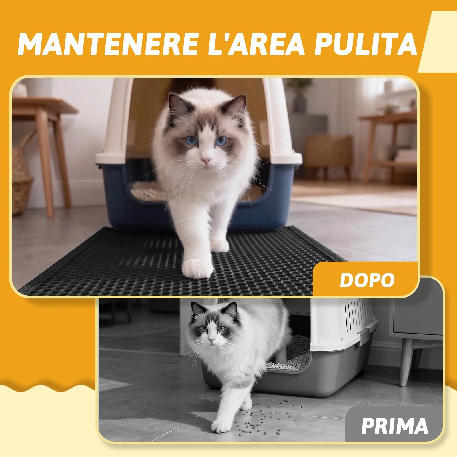 Pieviev Tappetino Lettiera Gatto, Tappeto Doppio Strato, 61x38cm Nero - immagine 6