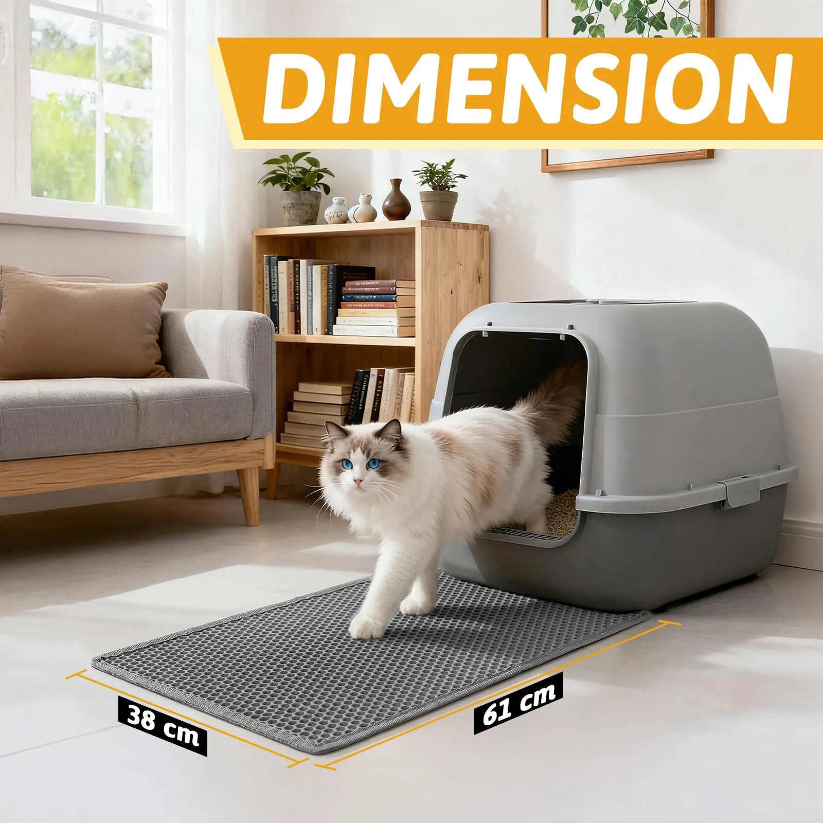 Pieviev Tappetino Lettiera Gatto, Tappeto Doppio Strato, 61x38cm Grigio - immagine 2
