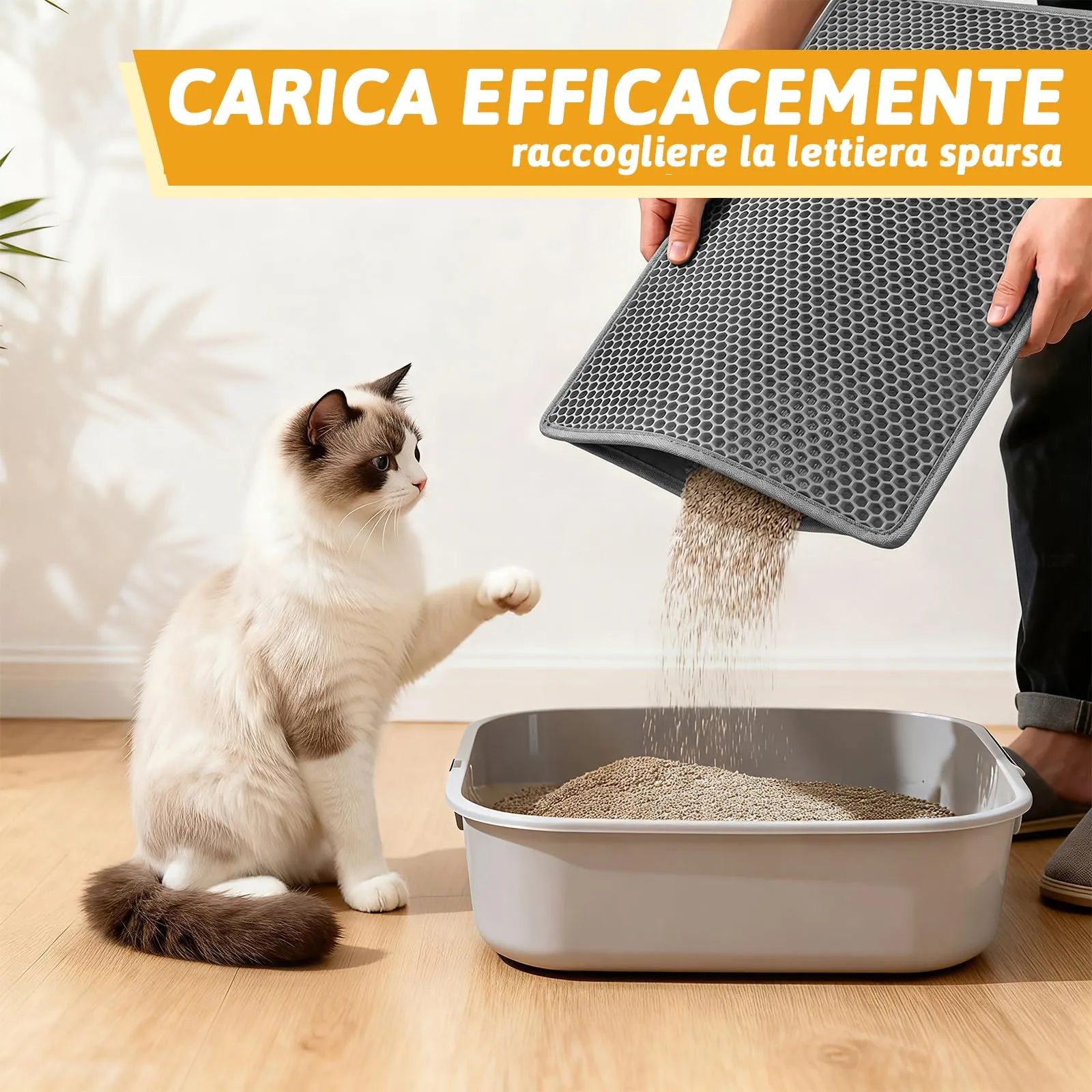 Pieviev Tappetino Lettiera Gatto, Tappeto Doppio Strato, 61x38cm Grigio - immagine 4