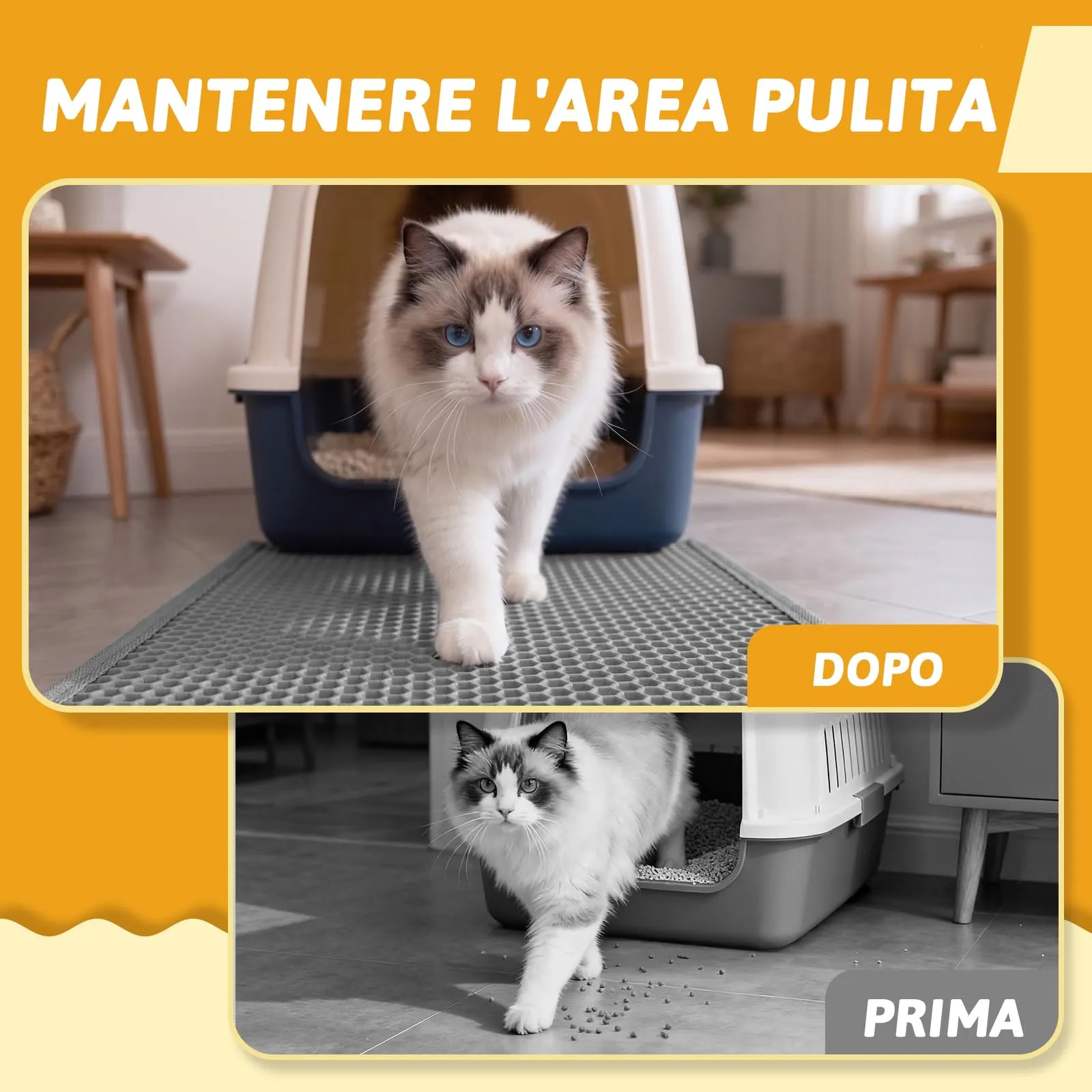 Pieviev Tappetino Lettiera Gatto, Tappeto Doppio Strato, 61x38cm Grigio - immagine 6