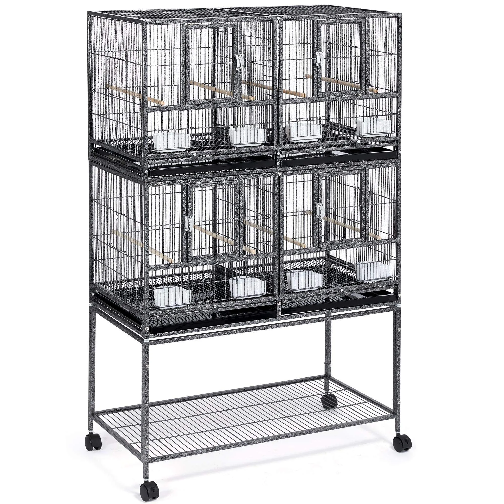 Yaheetech Gabbia Voliera Uccelli con Divisorio 95,5 × 45,5 × 105 cm Nera - immagine 6